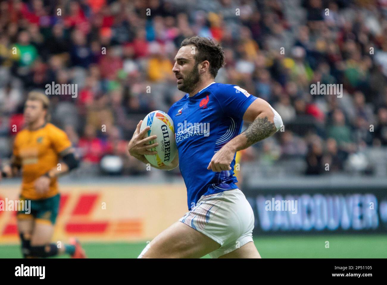 VANCOUVER, CANADA - MARS 05: Demi-finale match entre l'Australie et la France les 2023 Canadiens Sevens de rugby au stade BC place de Vancouver, Canada. (Photo par Tomaz Jr/PxImages) Banque D'Images