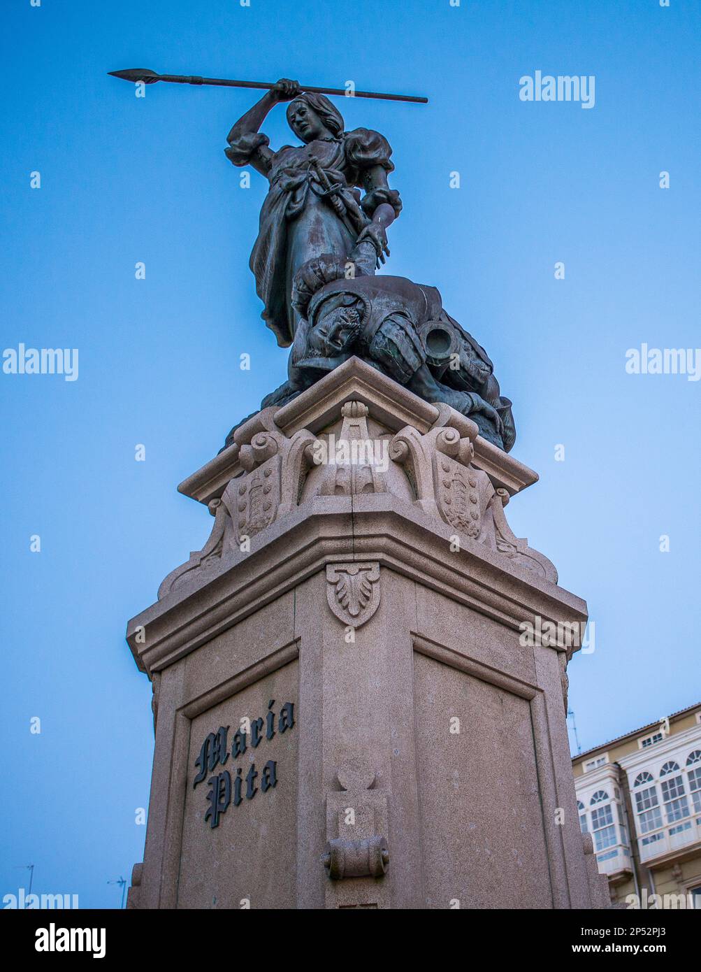 Monument à Maria Pita, Plaza de Maria Pita, Corogne, Galice, Espagne Banque D'Images