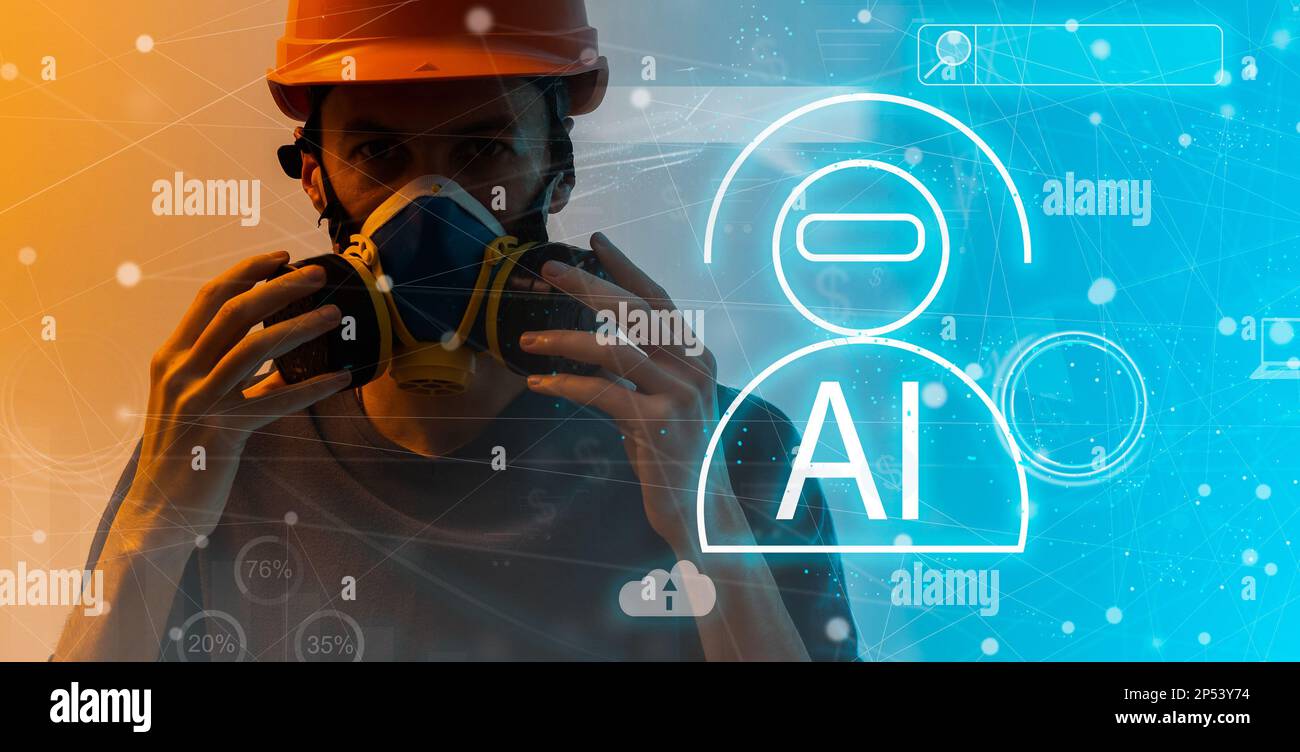 L'intelligence artificielle (IA) dans l'entreprise futuriste et le développement de logiciels de codage sur l'interface et la synchronisation de la connexion réseau, IoT Banque D'Images