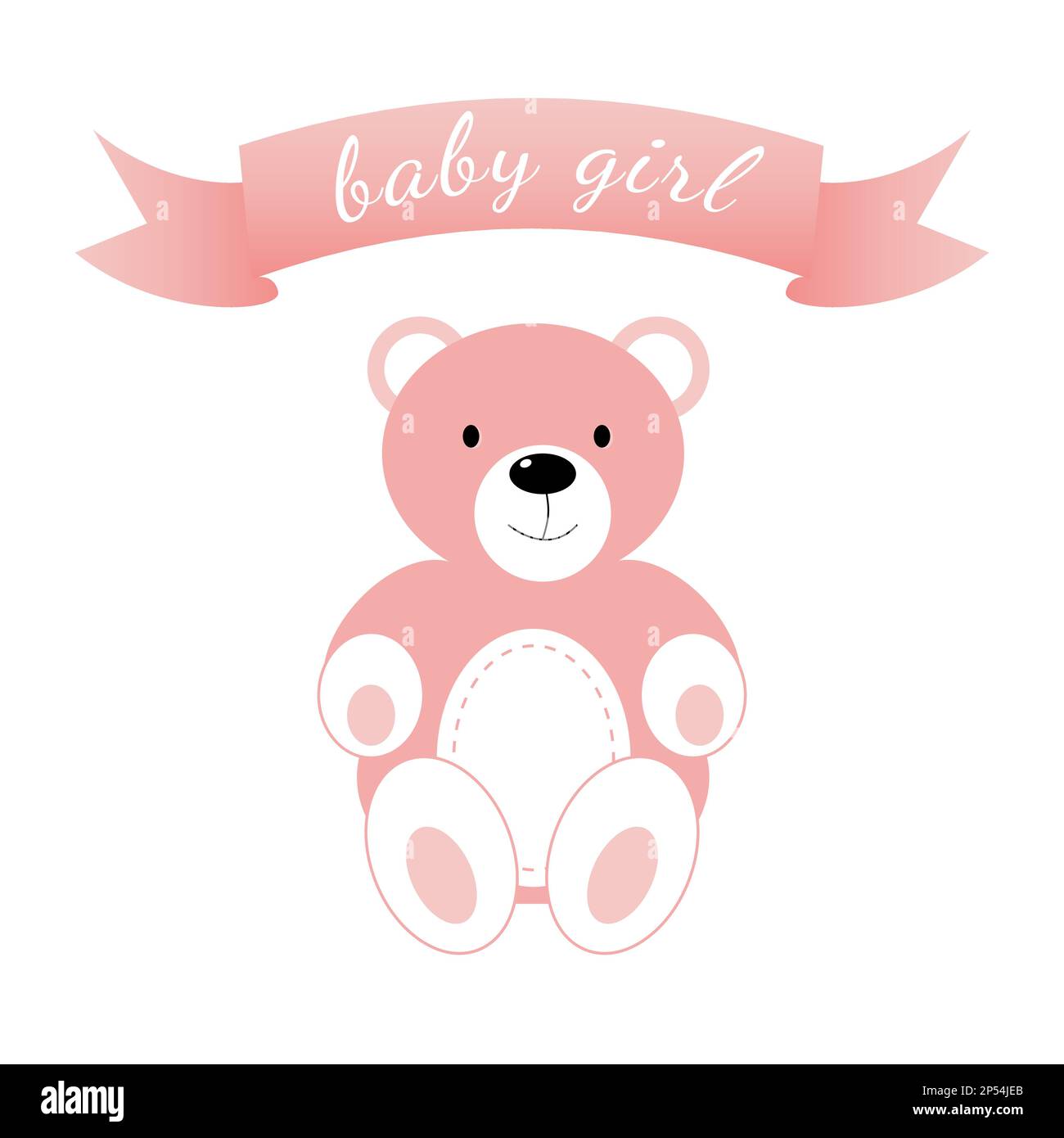 Bannière de douche de bébé avec ours rose sur fond blanc. C'est une fille. Illustration vectorielle Illustration de Vecteur