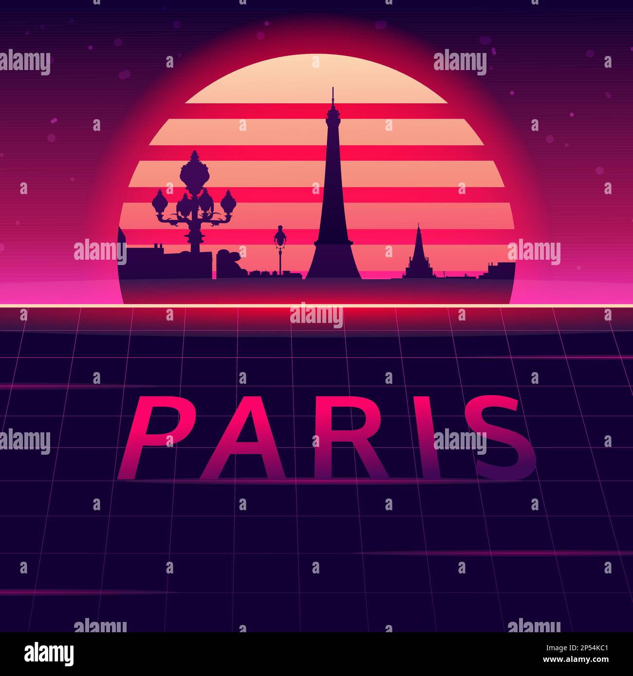 Silhouette de Paris avec fond de coucher de soleil. Illustration vectorielle Illustration de Vecteur