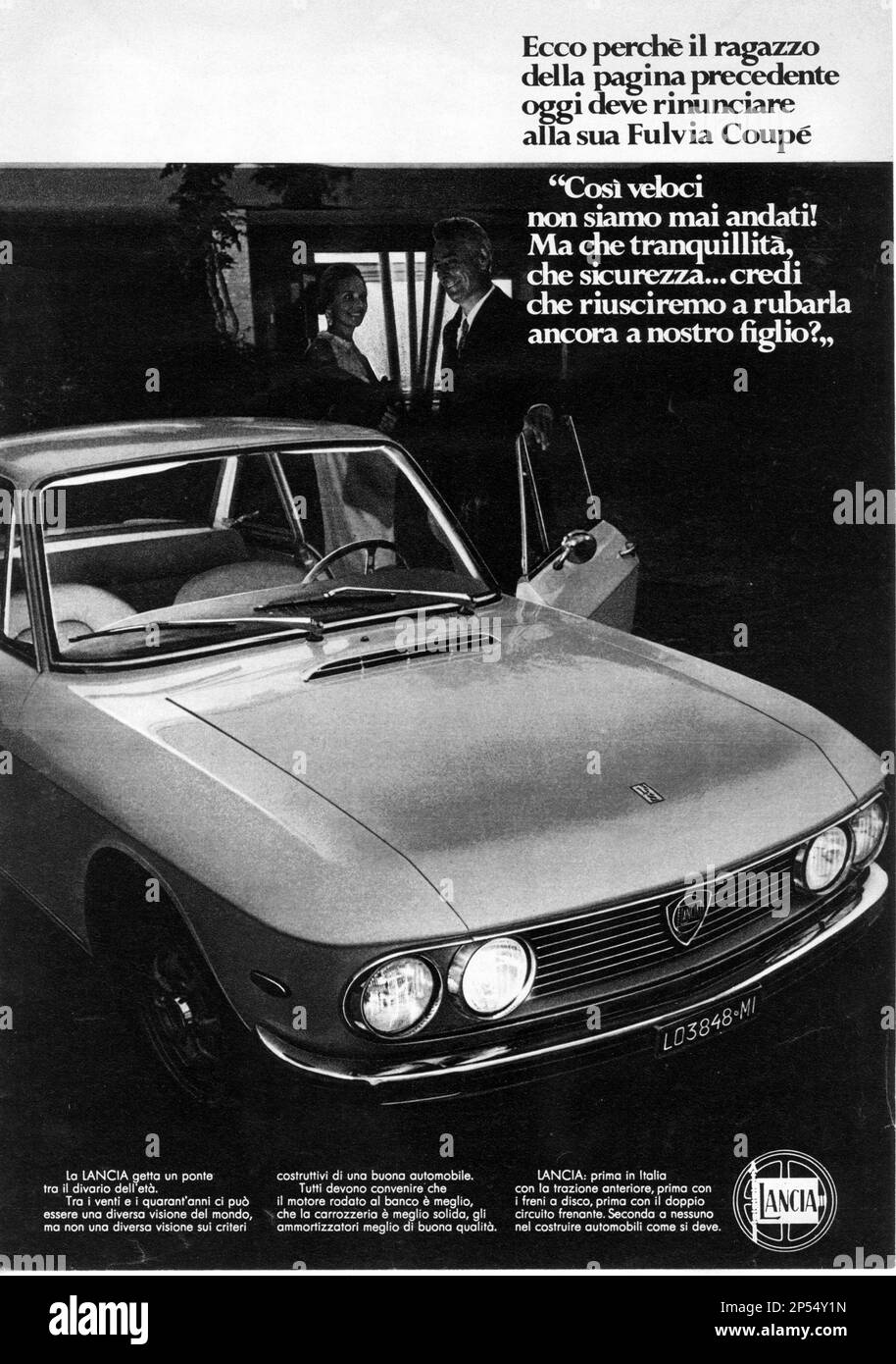 1970 , Italie : l'industrie automobile italienne LANCIA publicité pour le nouveau modèle - automobile - automobili - cars - anni 70 - SETTANTA - '70 - 70's - industria - à --- Archivio GBB Banque D'Images