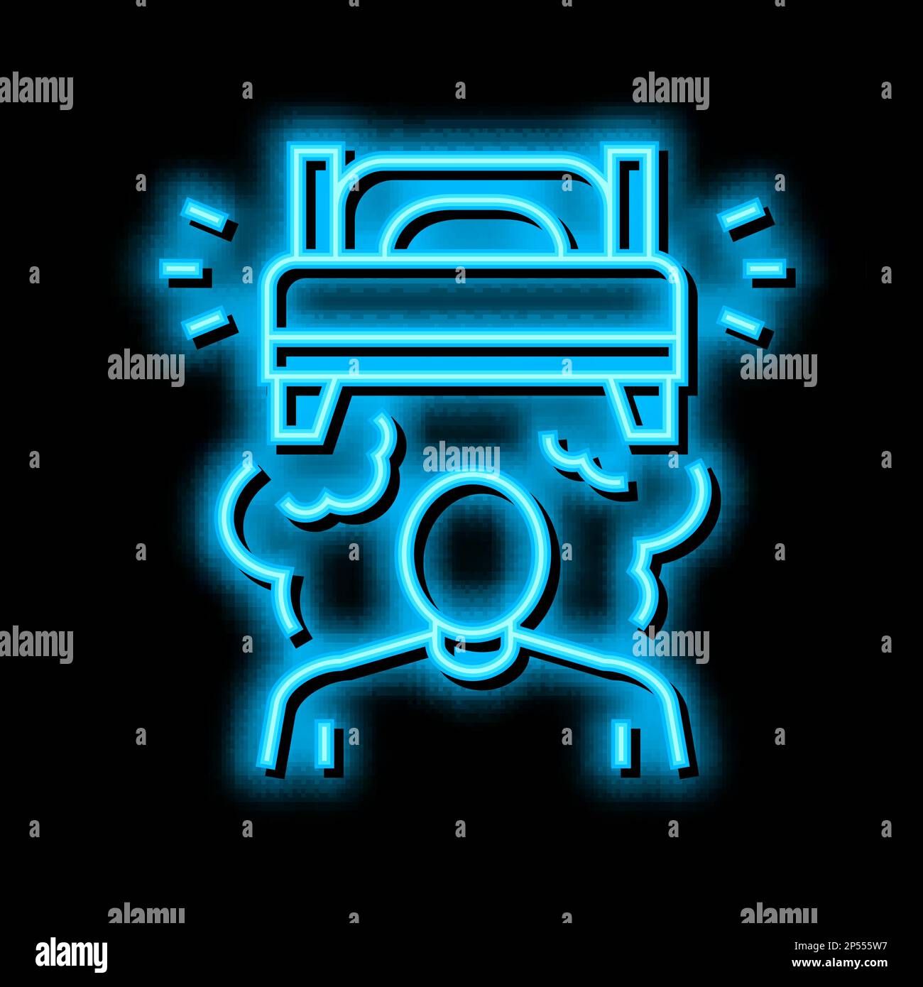 inquiétudes constantes sur l'illustration de l'icône de la lueur du néon de sommeil Illustration de Vecteur