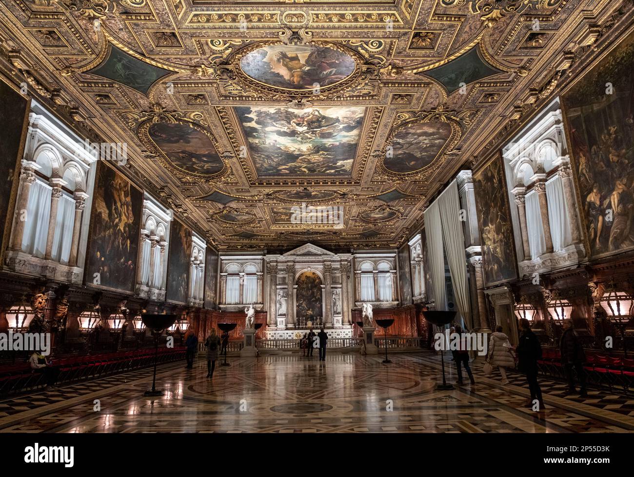 Le Sala Grande Superiore à Scuola Grande di San Rocco, Sestiere di San Polo, Venise, Italie Banque D'Images