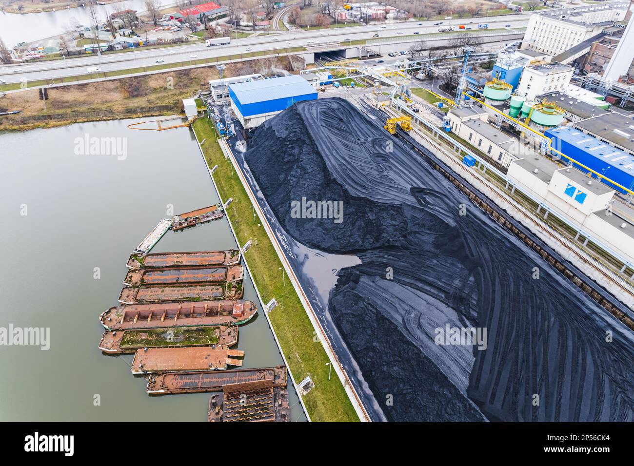 Plan de haut en bas de la centrale électrique de Zeran à Varsovie, concept d'industrie. Photo de haute qualité Banque D'Images