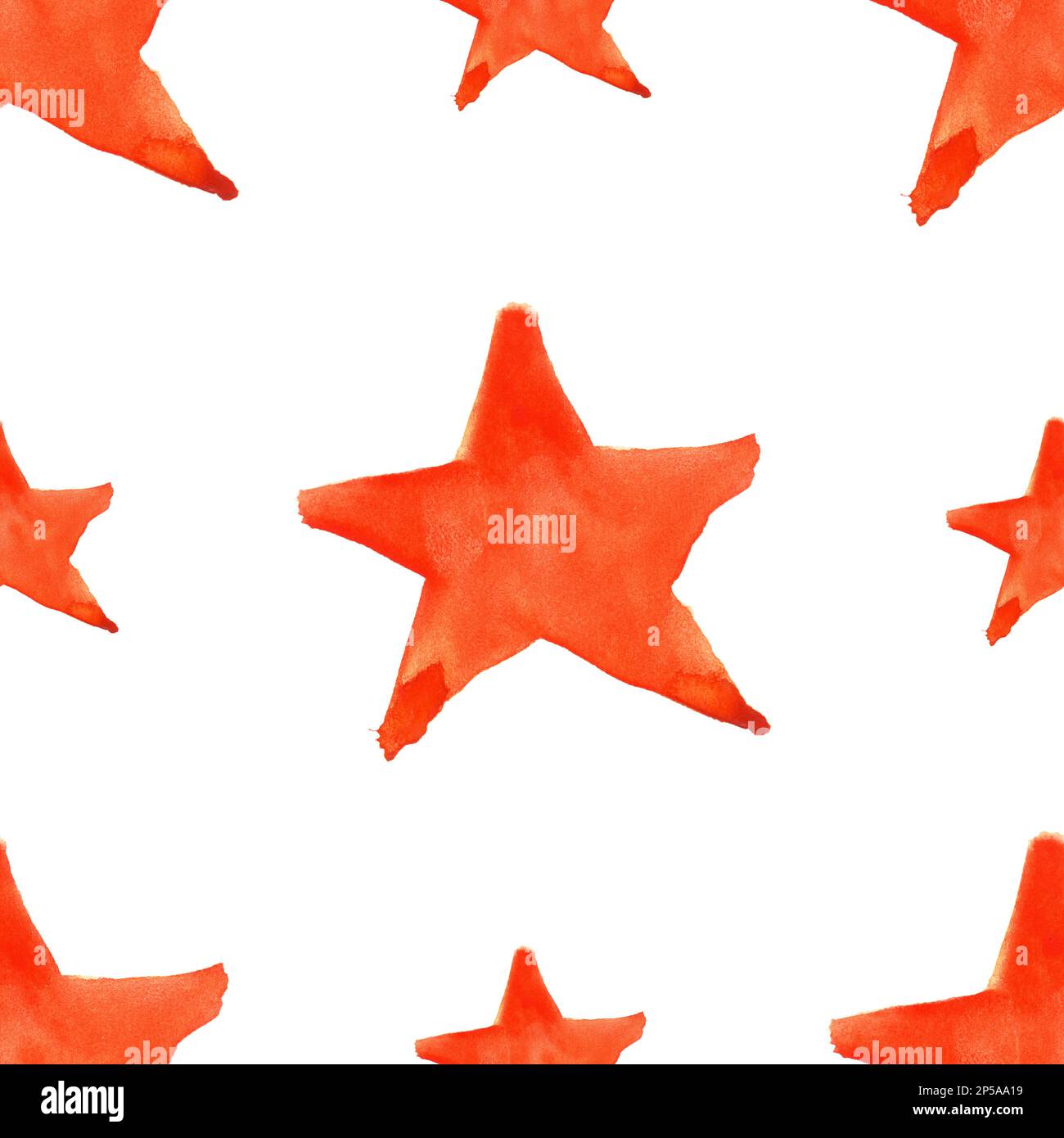 Aquarelle rouge orange cinq étoiles pointues symbole fond de motif sans couture. Banque D'Images