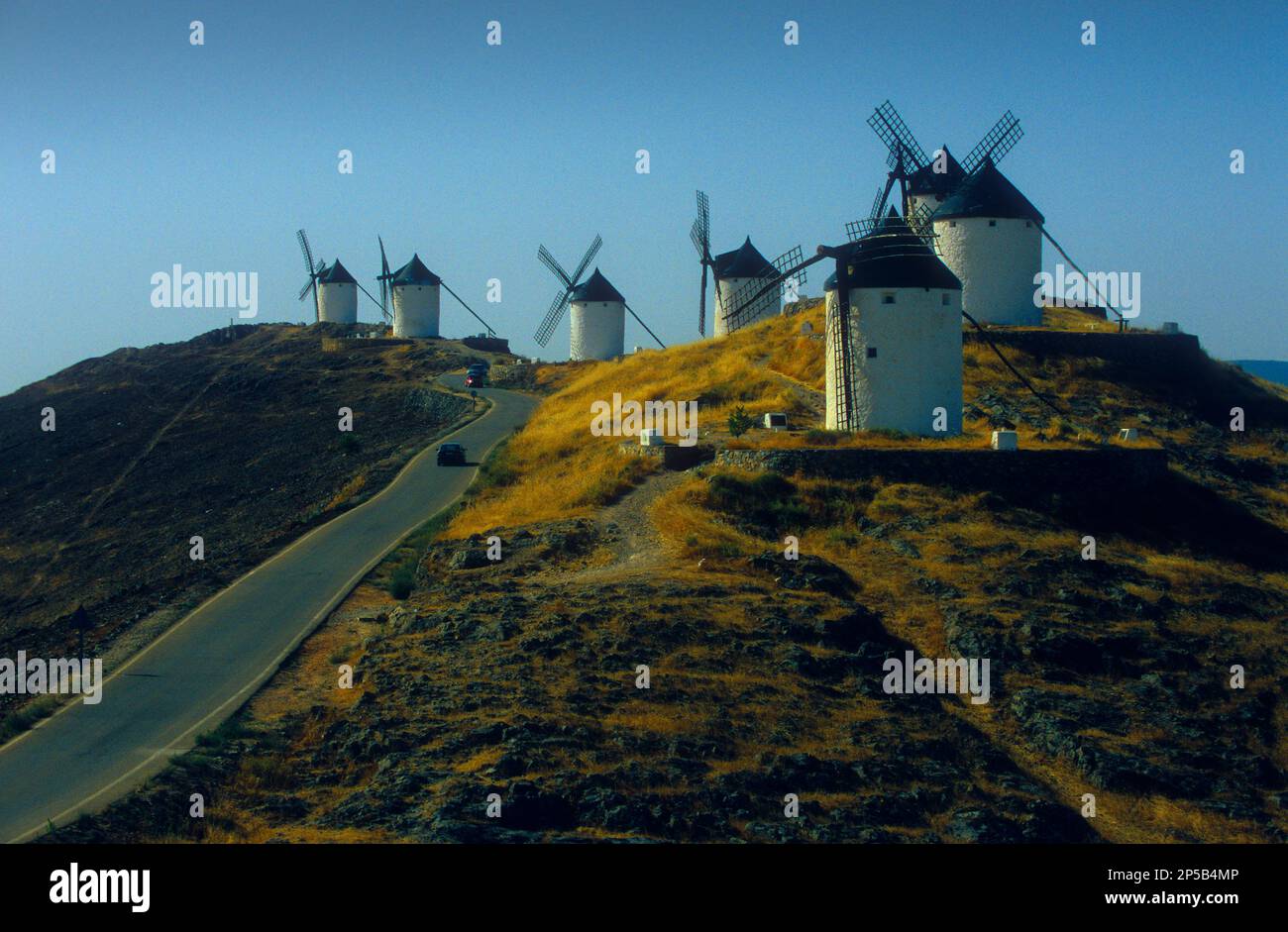 Les moulins à vent, Consuegra, province de Tolède, Castille La Manche, la route de Don Quichotte, Espagne Banque D'Images