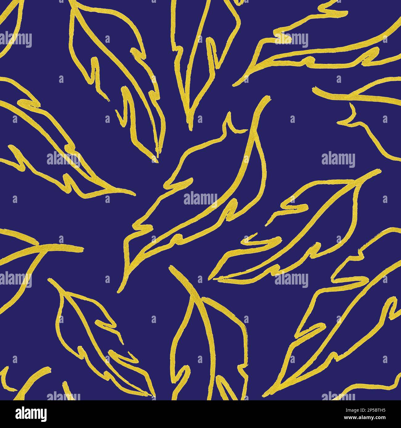 Fond de texture de motif sans couture symbole de feuille jaune doré bleu. Banque D'Images