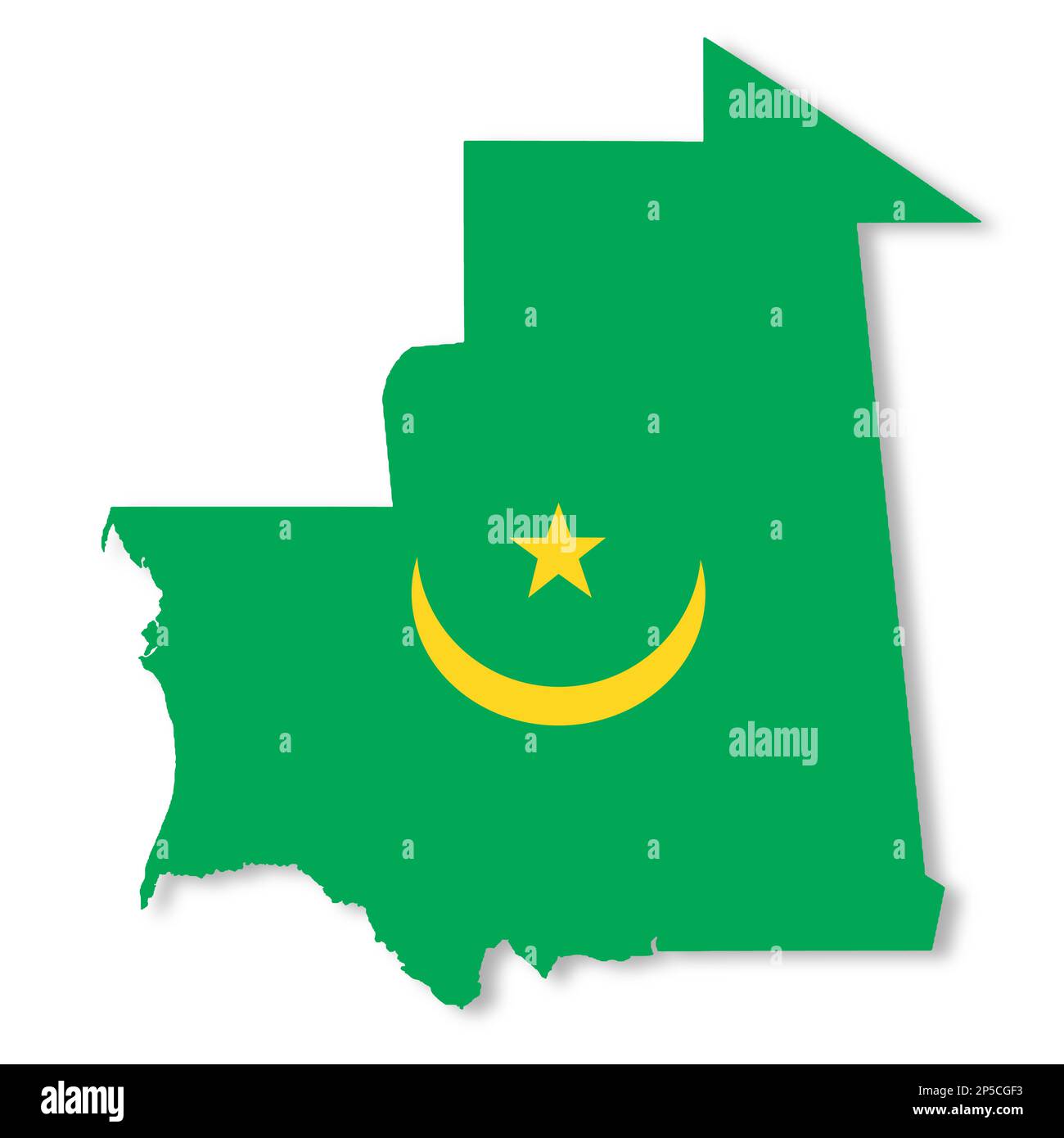 Carte de la Mauritanie sur fond blanc avec illustration du masque 3D Banque D'Images