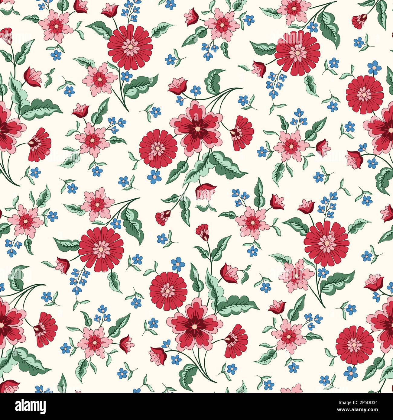 Motif sans couture vectoriel de fleurs de jacograin de chintz indien Illustration de Vecteur