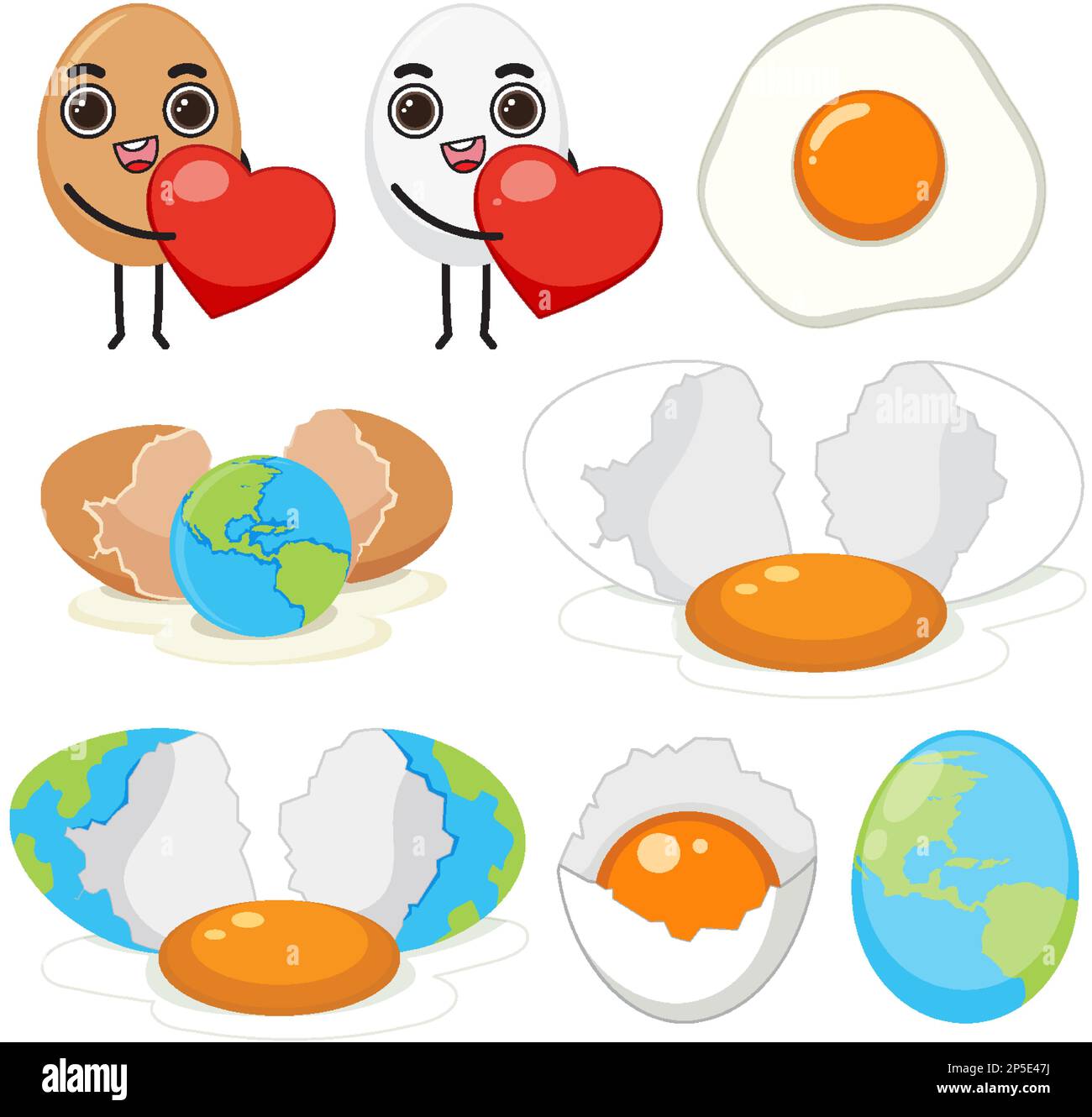 Illustration des personnages de dessin animé de l'ensemble des œufs Illustration de Vecteur