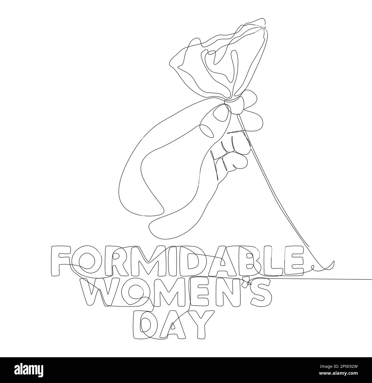 Une ligne continue de mot formidable de la Journée des femmes avec fleur. Concept de vecteur d'illustration à trait fin. Dessin de contour idées créatives. Illustration de Vecteur