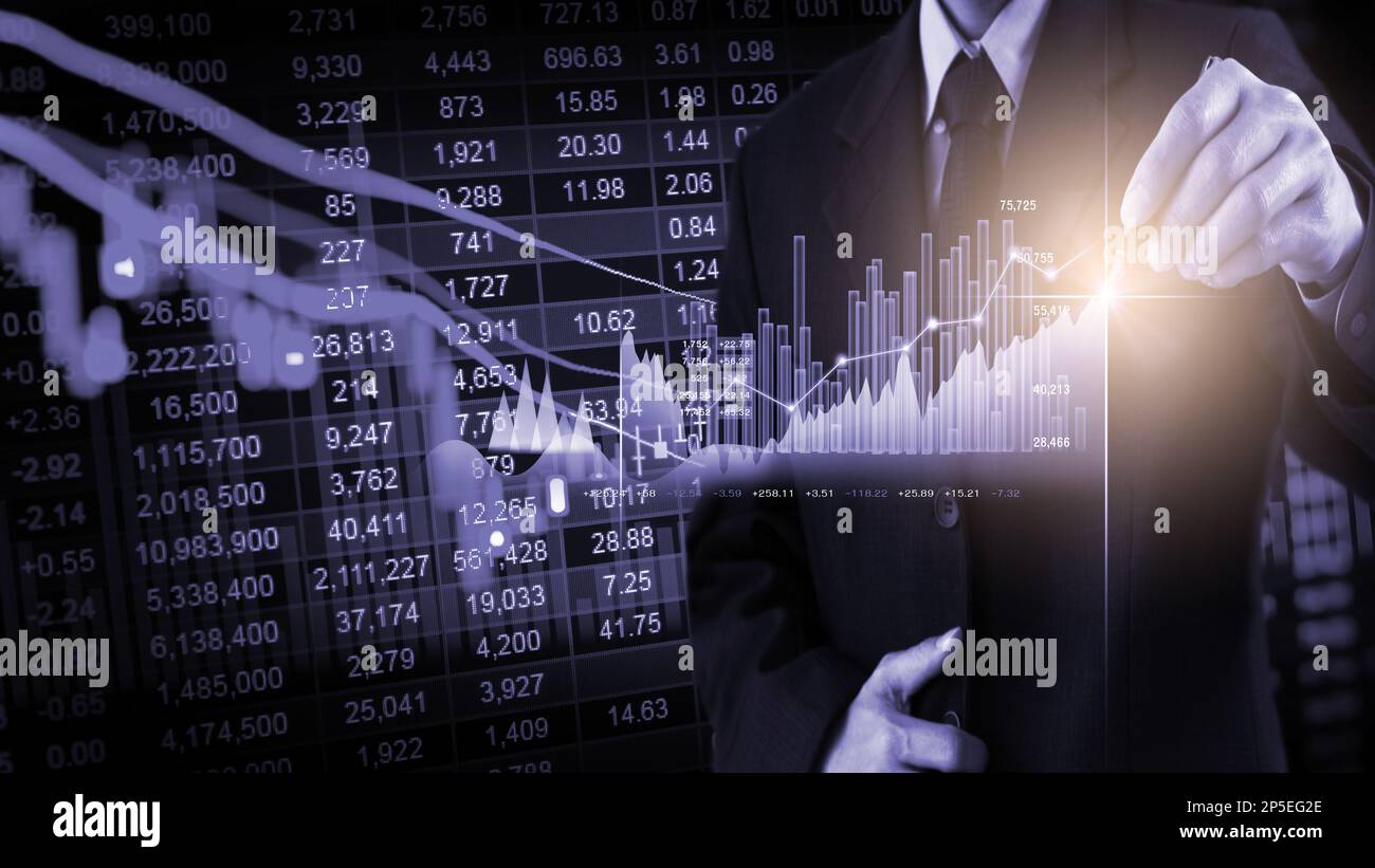 Bourse ou le commerce de forex graphique graphique chandelier et convient pour concept d'investissement financier. Les tendances de l'économie de l'arrière-plan et une idée d'entreprise Banque D'Images