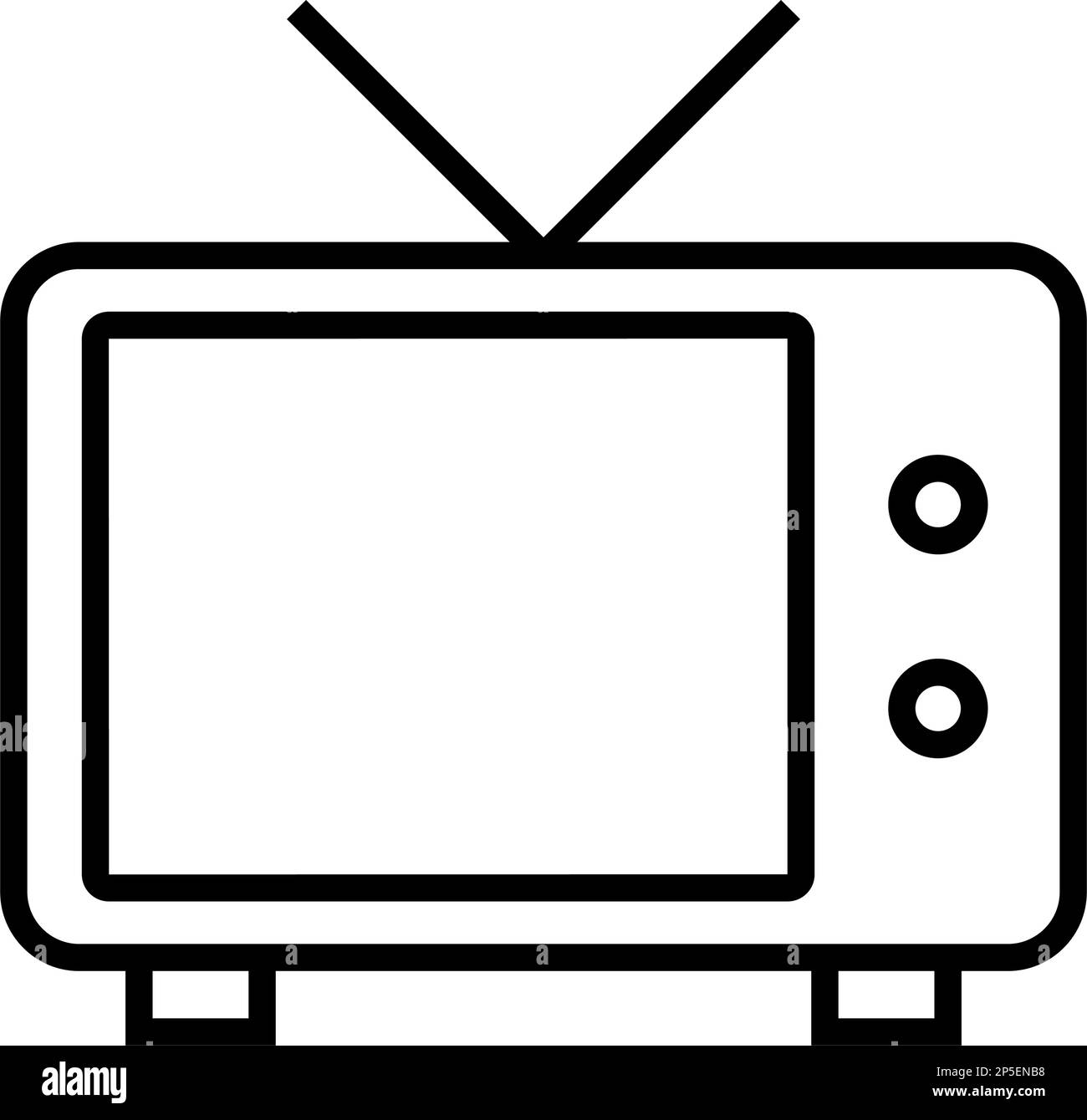 Télévision analogique avec antenne. Vecteur modifiable. Illustration de Vecteur