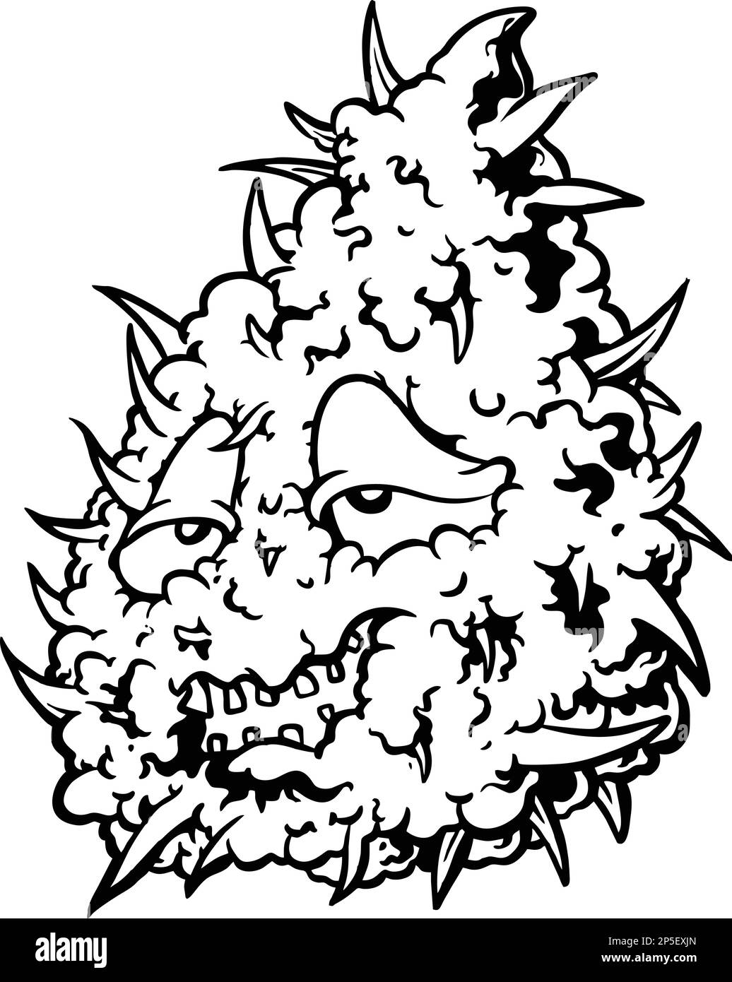 Cannabis sativa feuille marijuana plante monochrome illustrations vectorielles pour votre travail logo, t-shirt, autocollants et étiquettes, affiche, plat Illustration de Vecteur