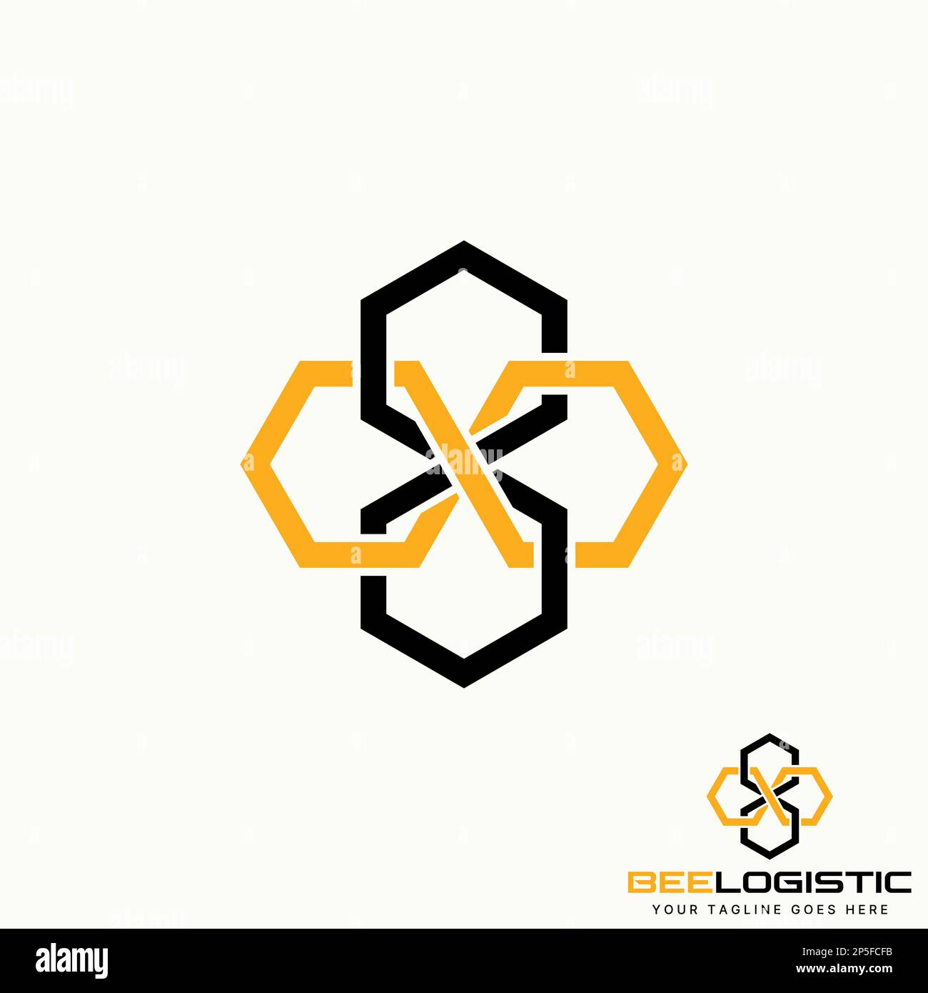 Logo design Graphic concept créatif abstrait premium libre vecteur stock unique ligne liée 4 hexagones comme la maison d'abeille. Lié à l'animal ou à la précision Illustration de Vecteur