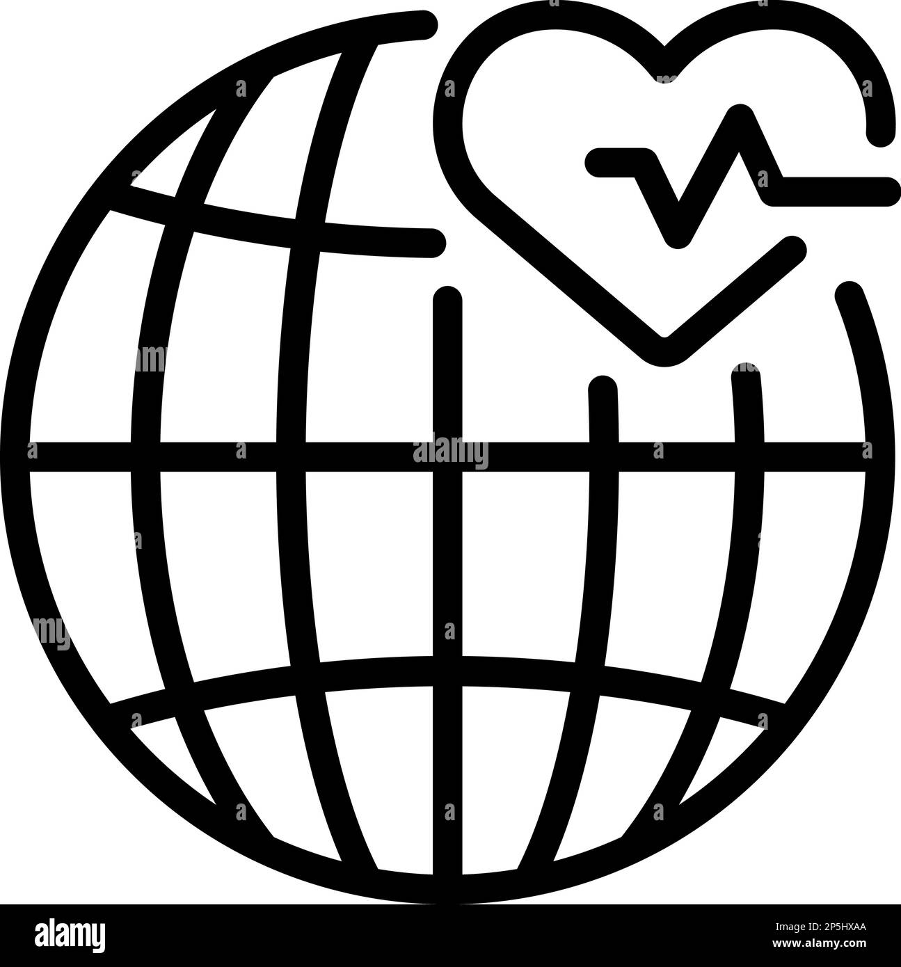 Vecteur de contour de l'icône du chirurgien cardiaque global. Maladie médicale. Cardio-patient Illustration de Vecteur