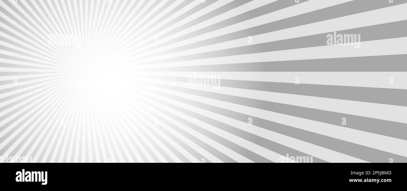 Arrière-plan de rayons du soleil. Motif bande dessinée abstrait radial blanc et gris. Scénario explosion lignes abstraites toile de fond Illustration de Vecteur