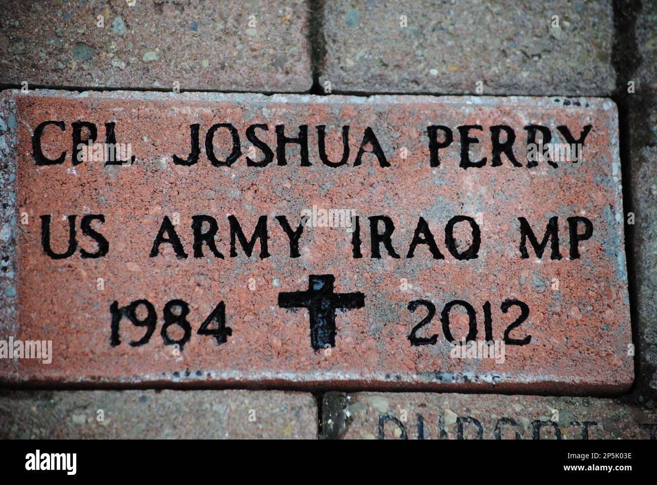 Army Corporal Joshua Perry's memorial brick is the newest addition to