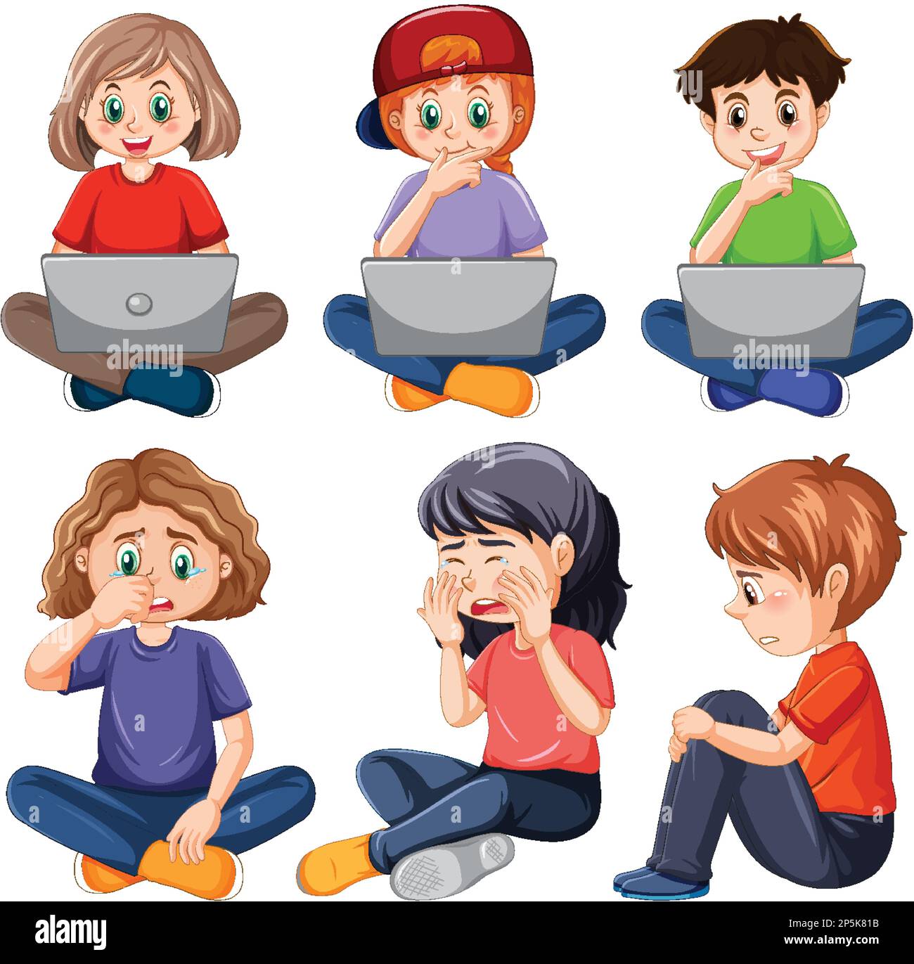 Ensemble d'enfants avec illustration d'ordinateur Illustration de Vecteur