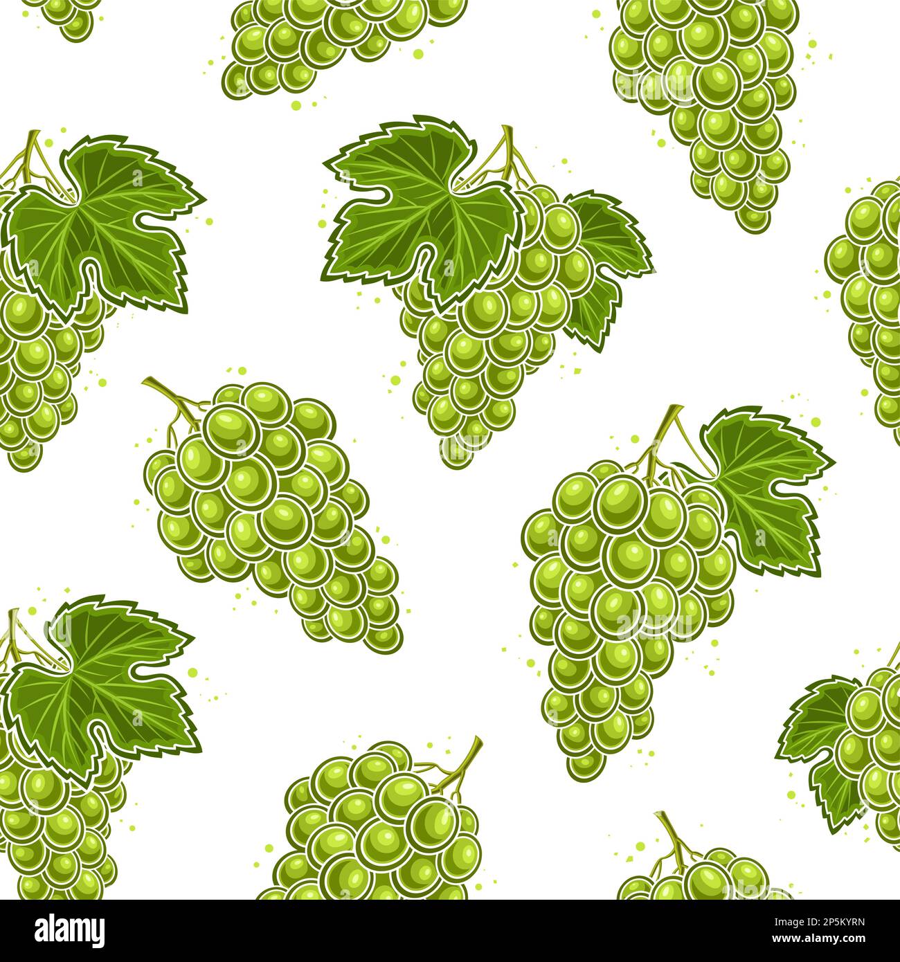 Raisins vectoriels sans couture motif, fond carré répété avec illustration découpée de petits pains de raisin mûrs avec feuilles vertes pour l'emballage du papier, grou Illustration de Vecteur