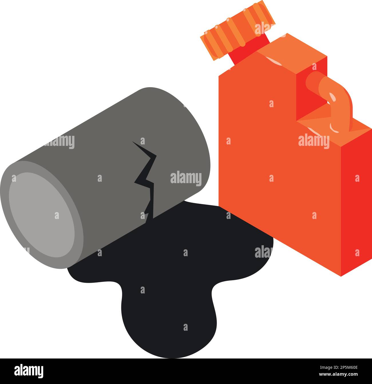 Icône de pollution de l'huile vecteur isométrique. Fuite d'huile provenant d'un corps et d'un boîtier endommagés. Pollution chimique, catastrophe écologique Illustration de Vecteur