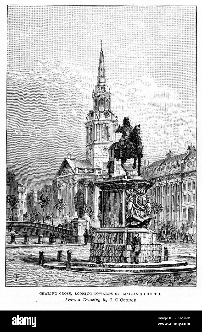 Gravure de Charing Cross, Londres, publiée vers 1880 Banque D'Images