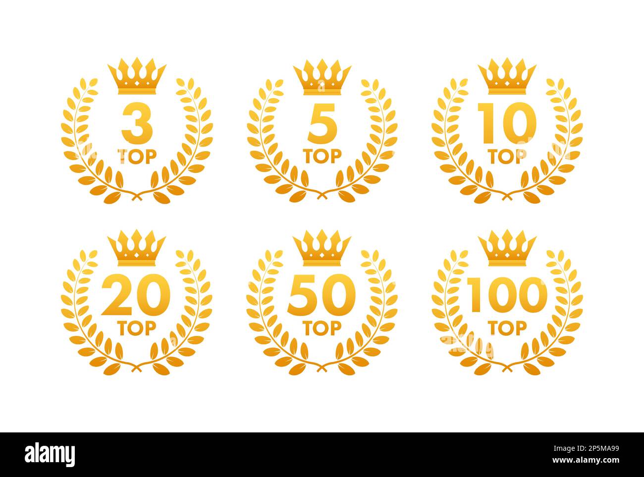 Top 3, 5, 10, 20, 50, tableau de notation 100. Meilleur dans le classement. Illustration de Vecteur