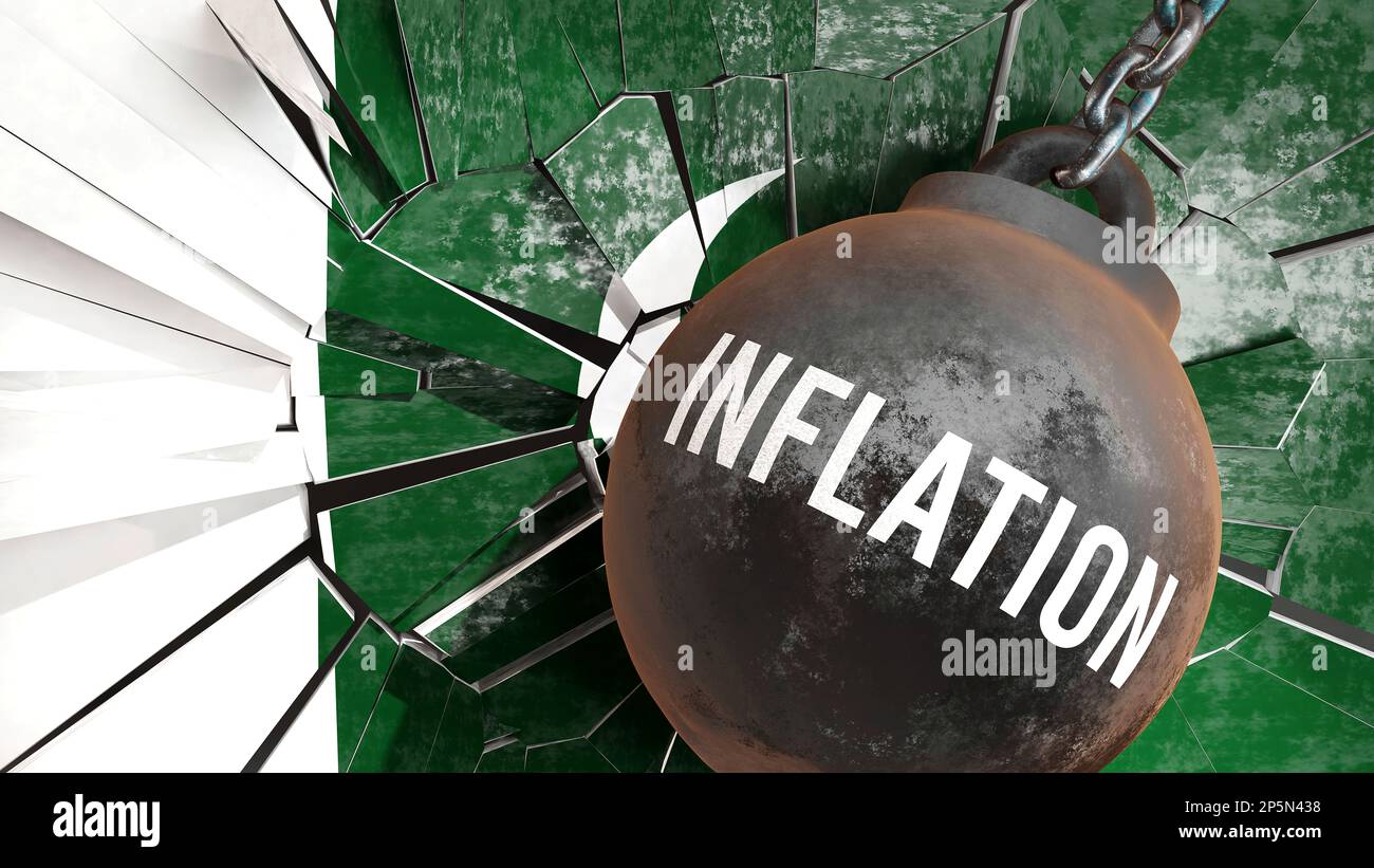 L'inflation et le Pakistan, détruisant l'économie et ruinant la nation. L'inflation qui détruit le pays entraîne une baisse générale du niveau de vie.,3D Banque D'Images