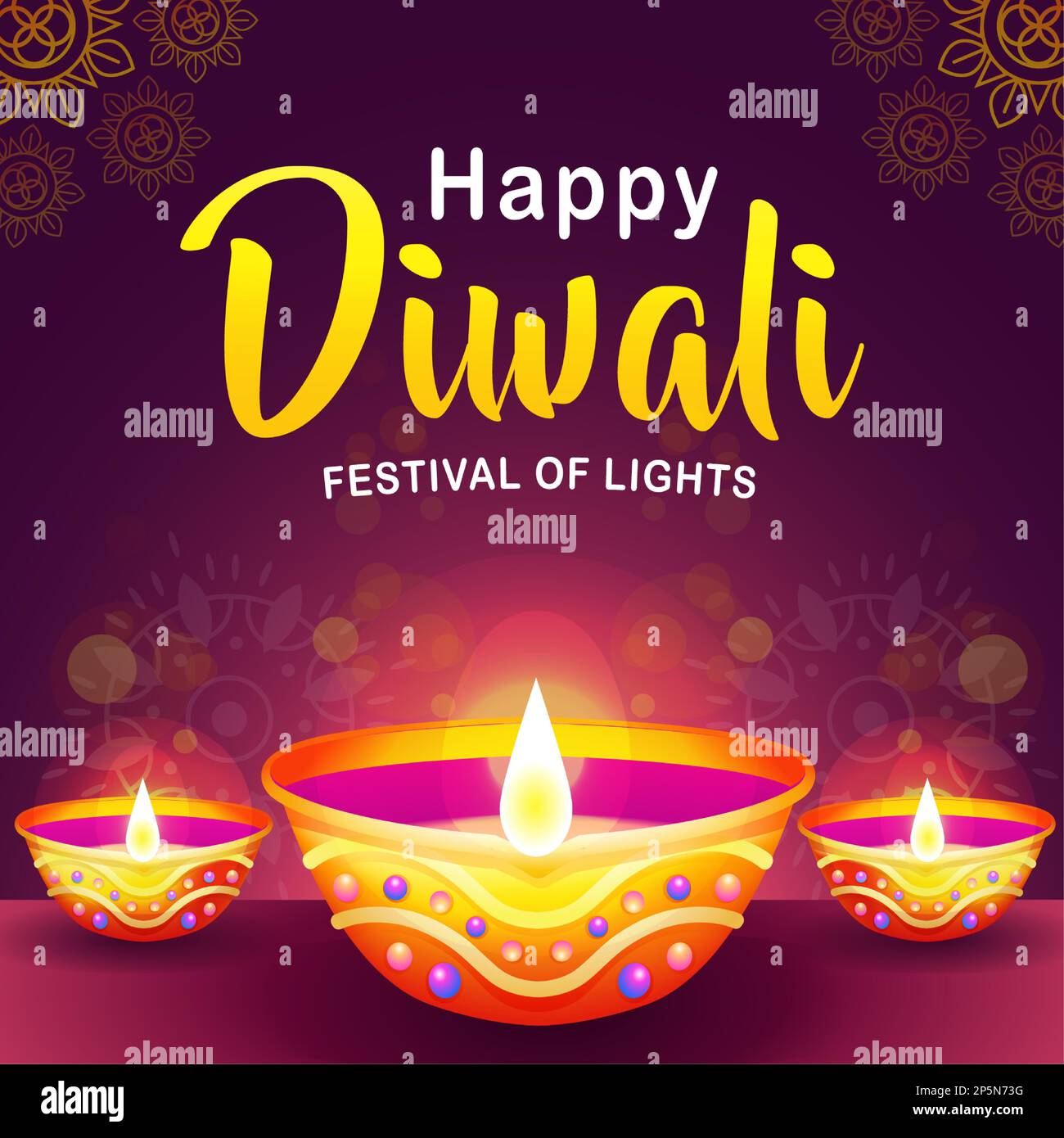 Happy Diwali Festival of Lights, magnifique porte-bougie en argile Illustration de Vecteur