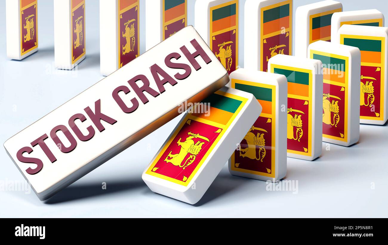 Le Sri Lanka et la crise des stocks, causant un problème national et une économie en chute libre. Crash boursier comme force motrice dans le déclin possible du Sri Lanka.,3D i Banque D'Images