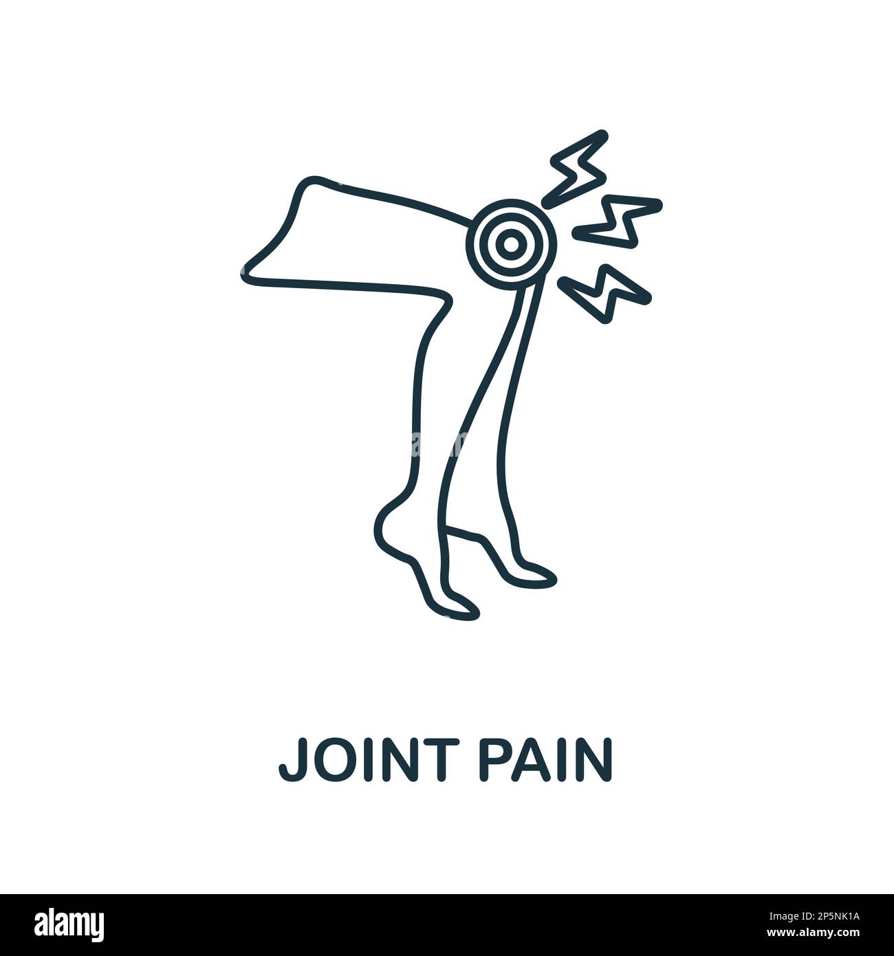 Icône de ligne de douleur articulaire. Souligner l'élément de la collection de cache corporel. Signe d'icône de douleur articulaire pour la conception de Web, infographies et plus encore. Illustration de Vecteur