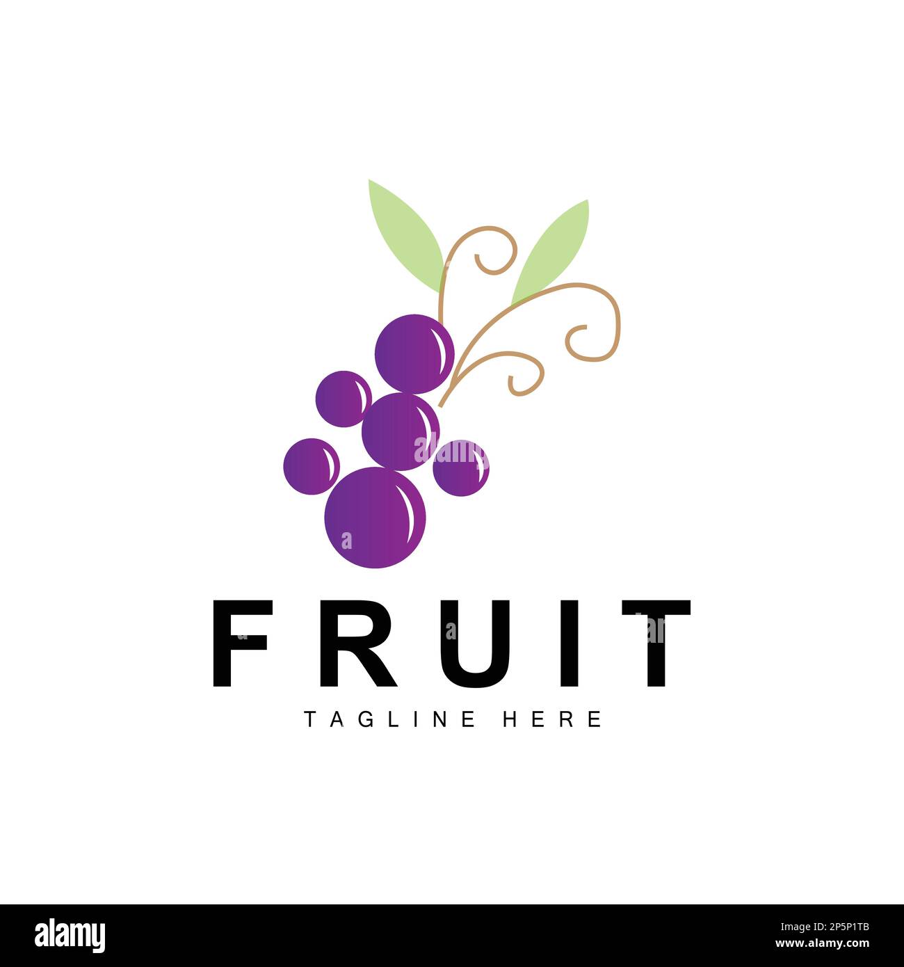 Logo de raisin, vecteur de fruits de ferme, conception de fruits violets frais, icône de produit de raisin, boutique de fruits Illustration de Vecteur