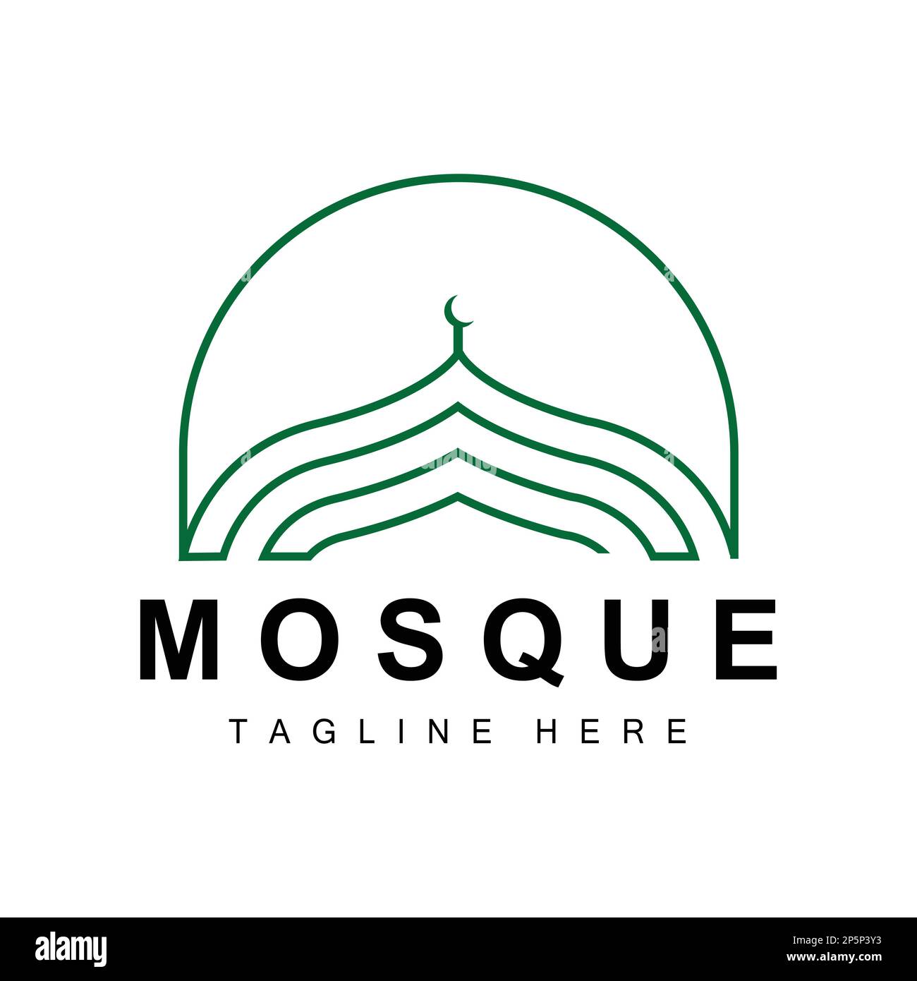 Logo de la mosquée, conception islamique du culte, modèle d'icône de vecteur de bâtiment de la mosquée Eid Al Fitr, Ramadan, Eid Al Adha Illustration de Vecteur