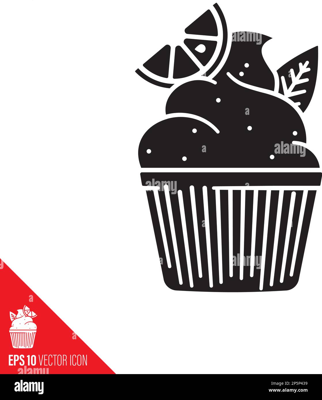 Gâteau au citron, symbole de glyphe à feuilletage et feuilletée Illustration de Vecteur