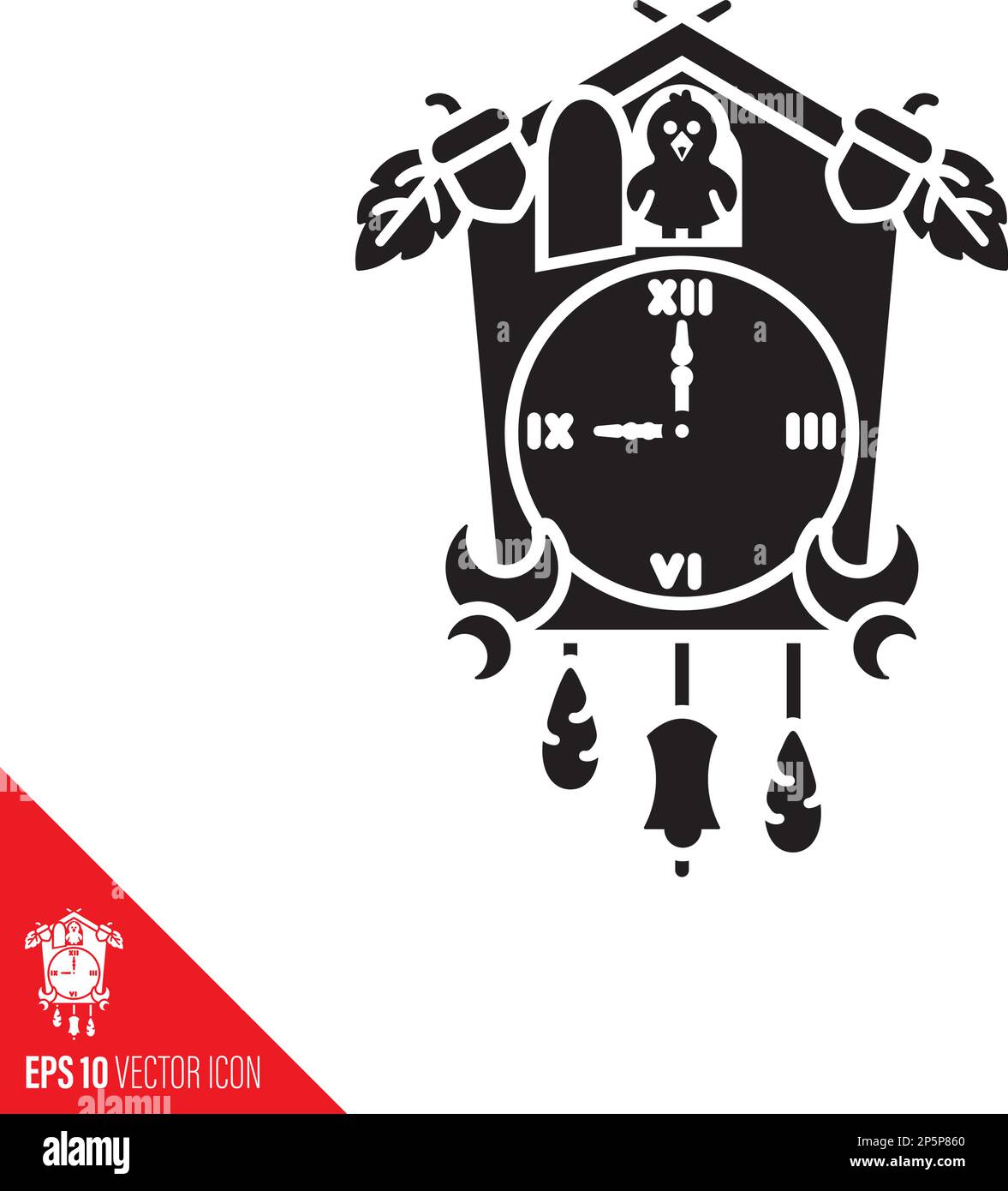 Icône de glyphe vectoriel d'horloge de coucou de forêt noire Illustration de Vecteur