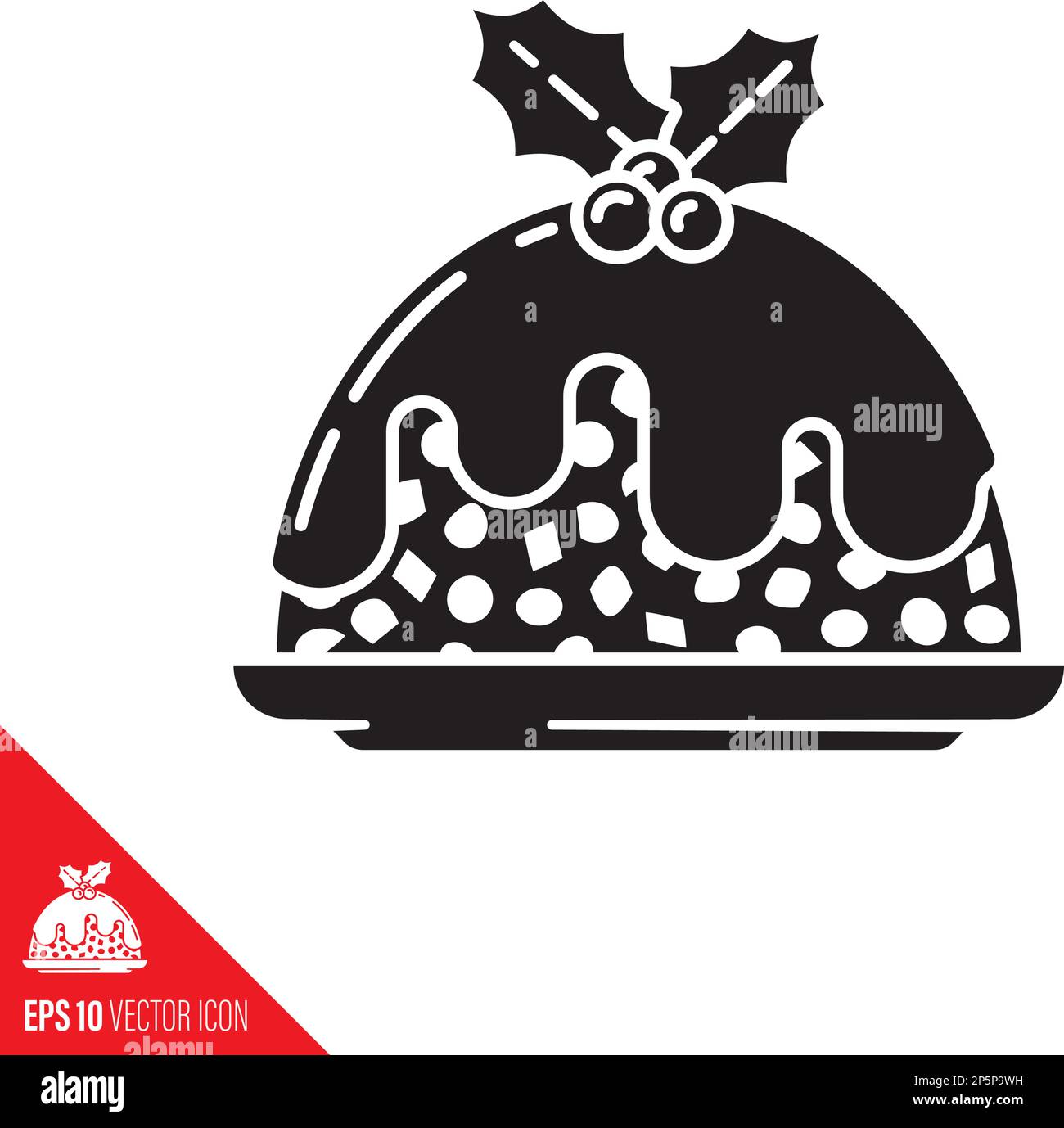 Symbole de glyphe vectoriel de gâteau aux fruits de Noël Illustration de Vecteur