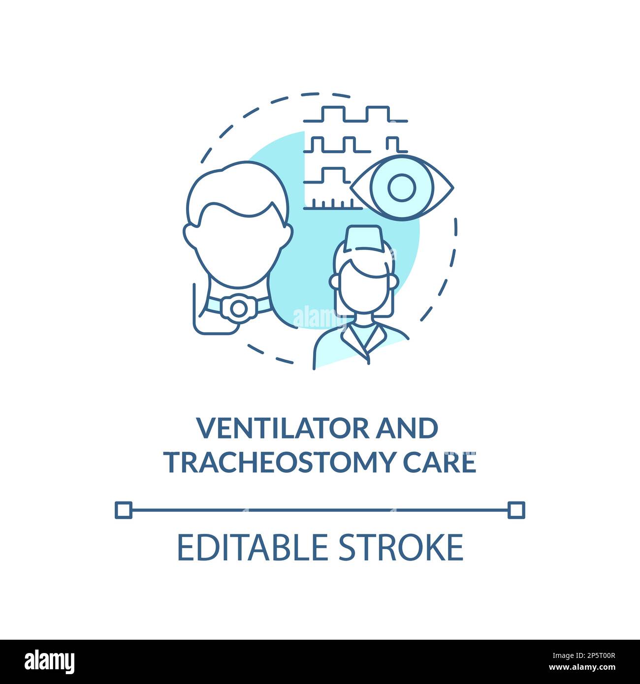 Icône de concept bleu pour le soin du ventilateur et de la trachéotomie Illustration de Vecteur