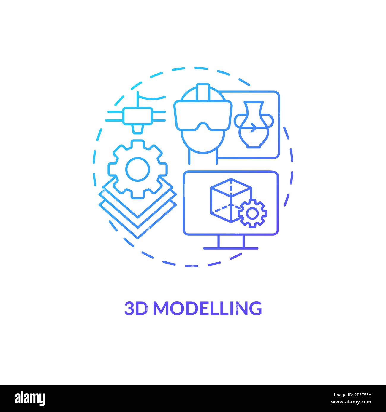 3D icône du concept de dégradé bleu de modélisation Illustration de Vecteur