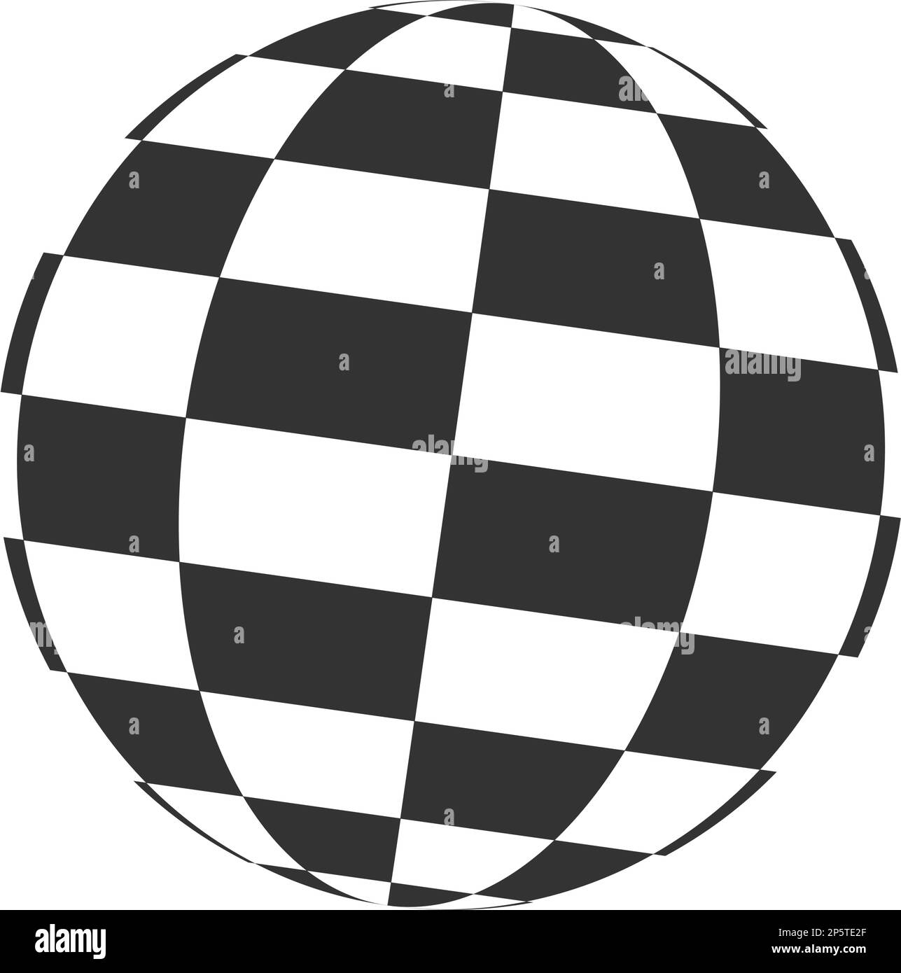 Globe à carreaux. 3D icône de sphère. Modèle orbital, forme sphérique. Balle avec motif de squats noir et blanc. Figurine en chevêtre rond Illustration de Vecteur