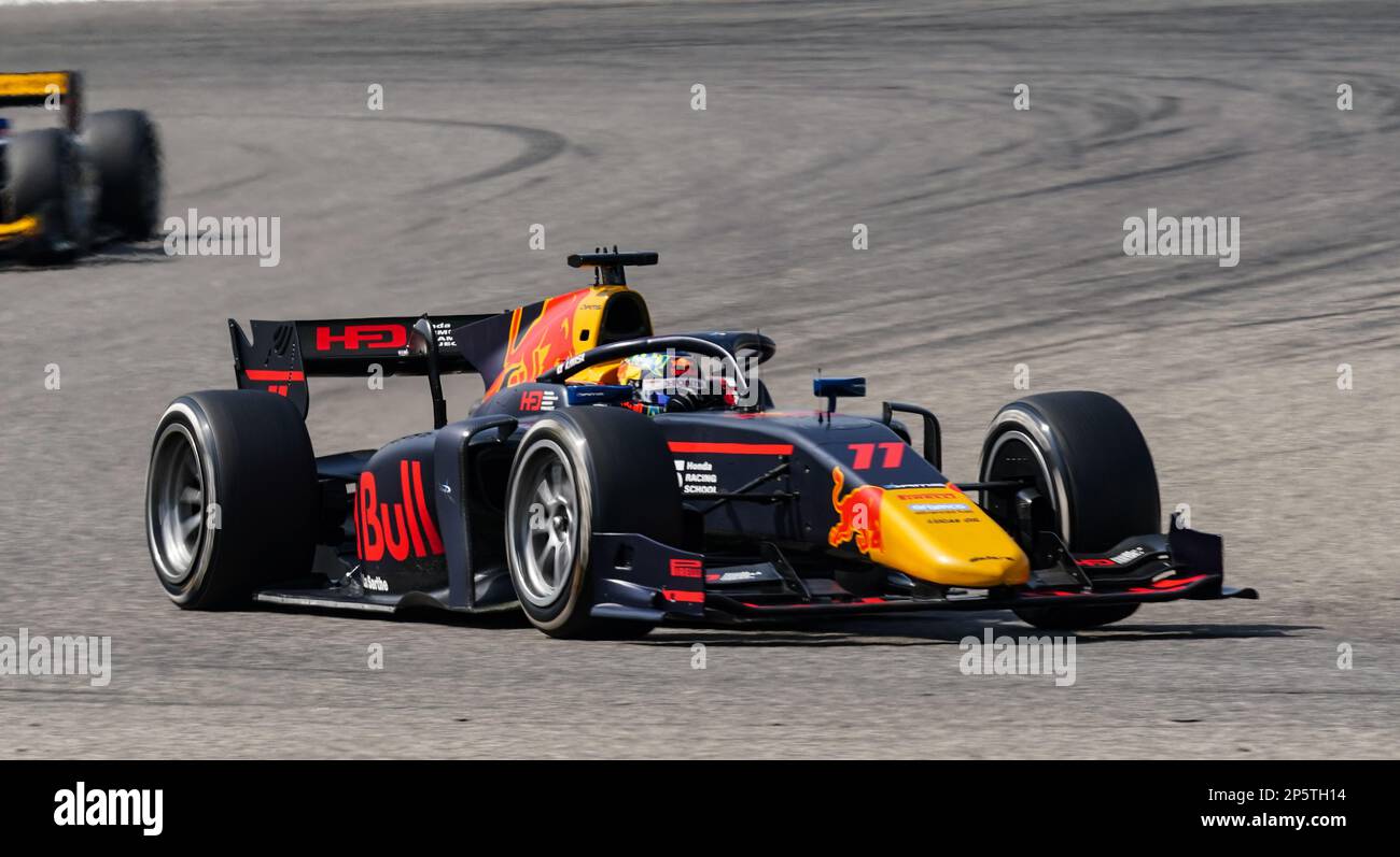 Dams' Ayumu Iwasa pendant la course de F2 devant le Grand Prix de Bahreïn au circuit international de Bahreïn, Sakhir. Date de la photo: Dimanche 5 mars 2023. Banque D'Images