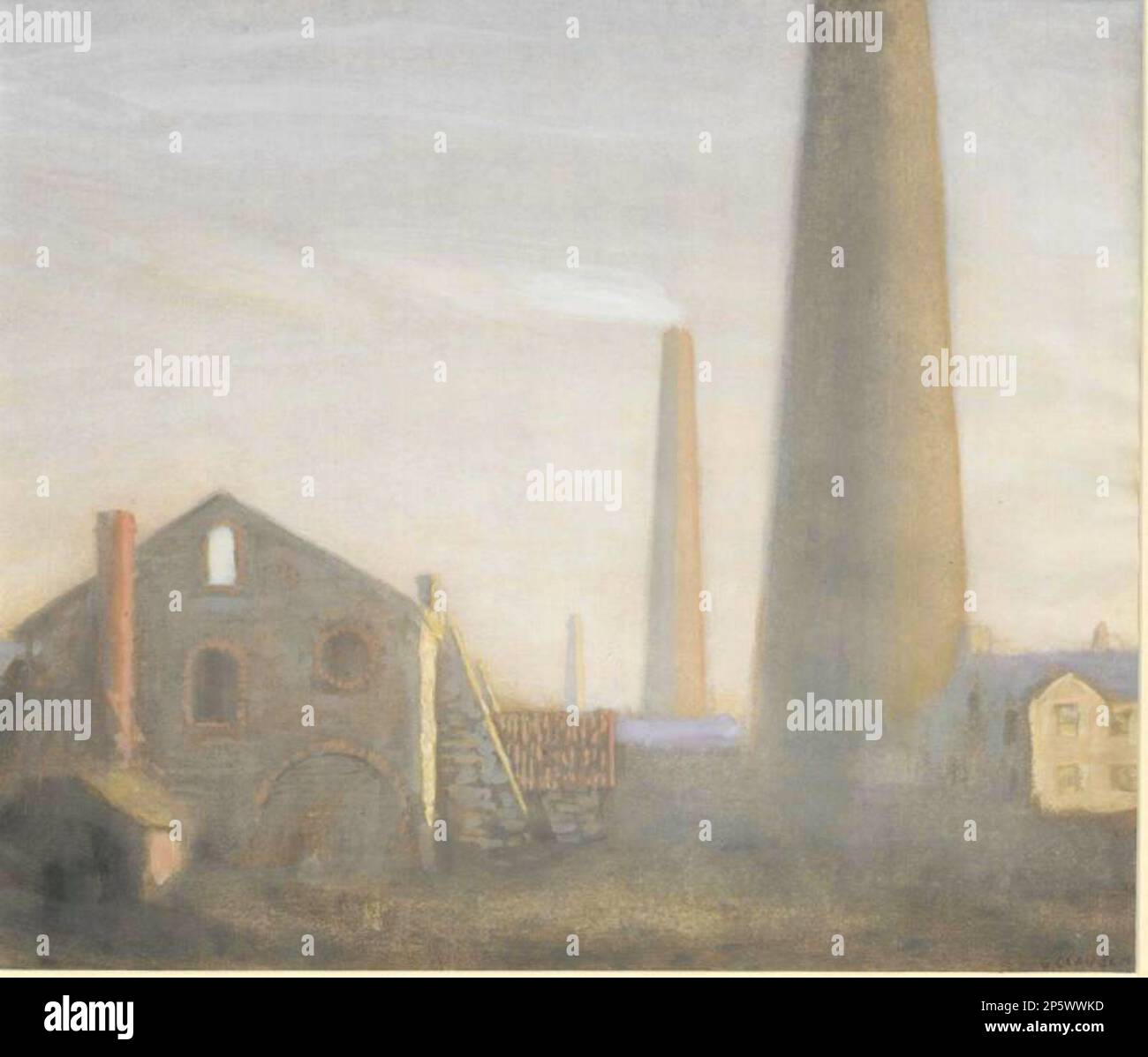 Cheminées, Llanelly, Sir George Clausen (Londres, Angleterre, 1852 - 1944) Banque D'Images