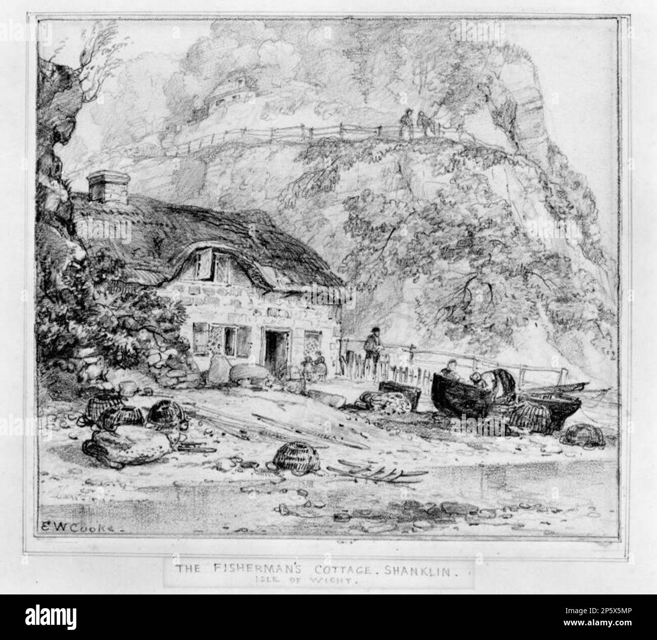 Le Fisherman's Cottage, Shanklin, île de Wight. A Fisherman's Cottage, Edward William Cooke (Londres, Angleterre, 1811 - 1880) Banque D'Images