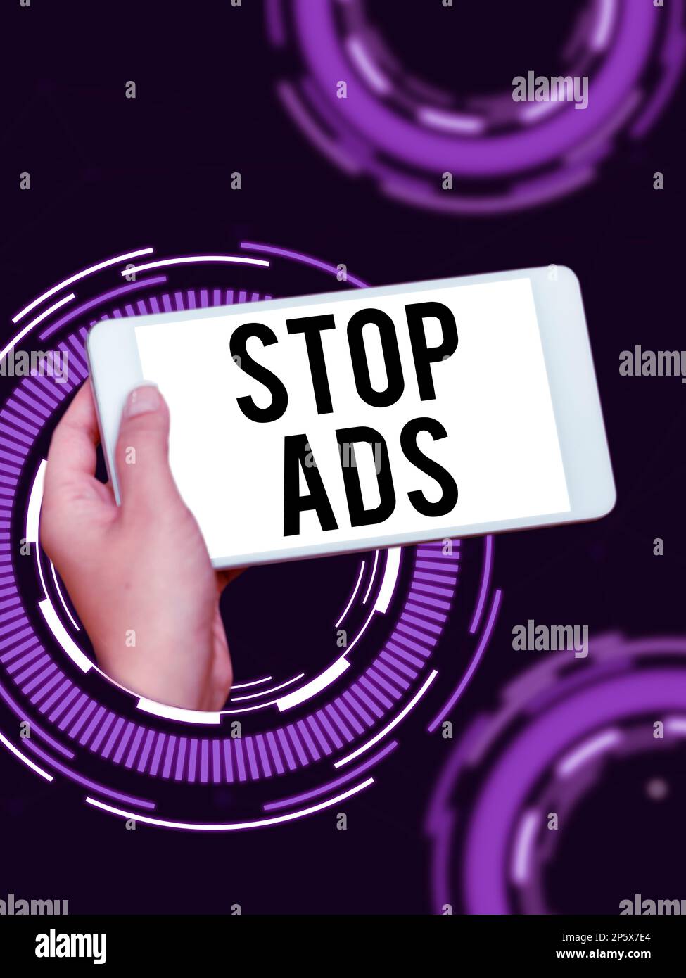 Affichage conceptuel Stop Ads. Programme d'idée d'affaires qui supprimera différents types de publicité du Web Banque D'Images