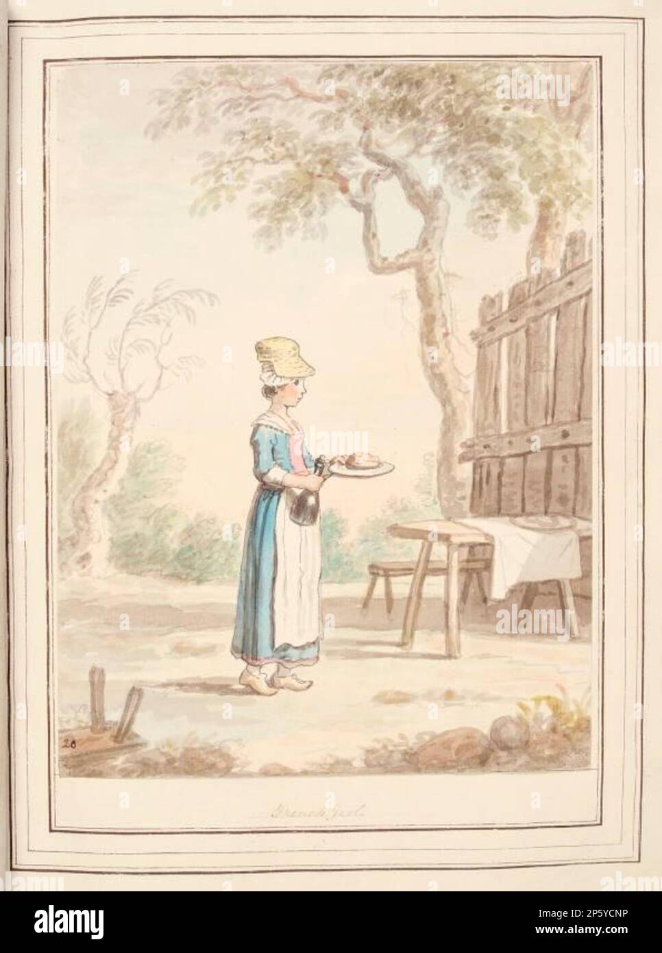 French Girl, feuille de 'A Collection of Dresses by David Allan principalement from nature', David Allan (Alloa, Écosse, 1744 - 1796) 1776 Banque D'Images