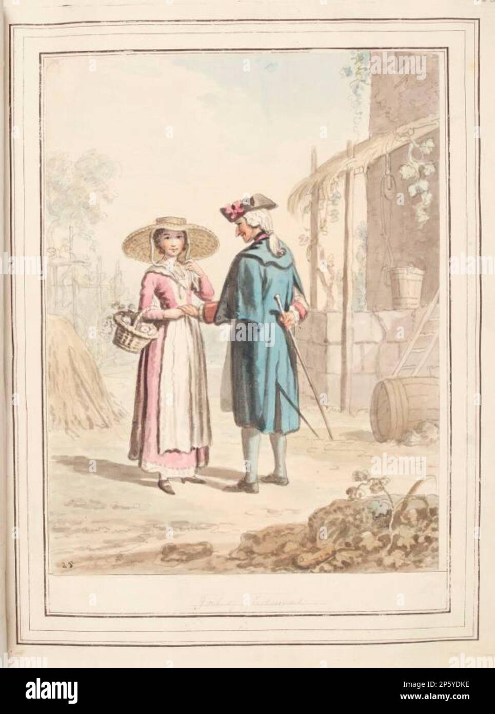 Fille du Piémont, feuille de 'A Collection of Dresses by David Allan principalement from nature', David Allan (Alloa, Écosse, 1744 - 1796) 1776 Banque D'Images