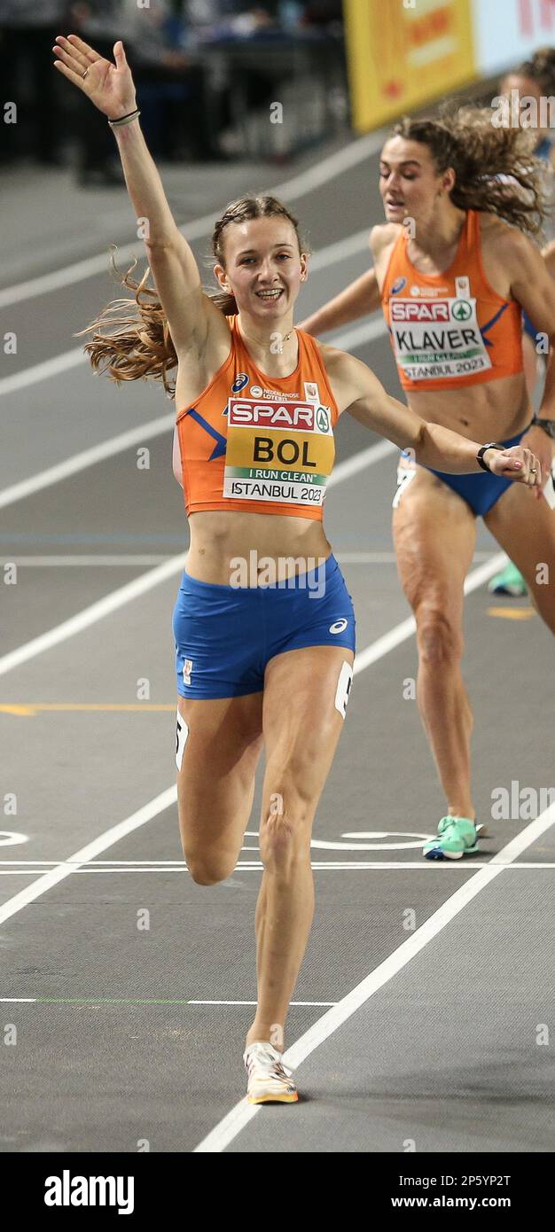 Femke bol remporte l’or à la finale féminine 400m lors des Championnats d’intérieur d’athlétisme européens (jour 3) (session du soir) à l’aréna d’Athlétisme Atakoy à Istanbul, en Turquie, samedi 3 mars 2023 Banque D'Images