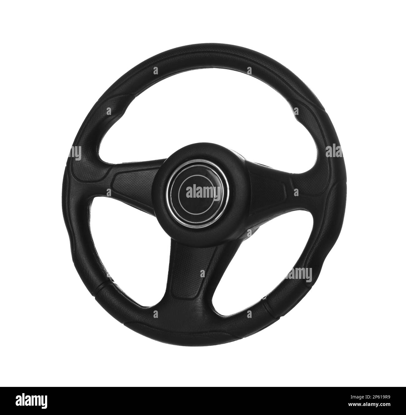 Nouveau volant noir isolé sur blanc Banque D'Images