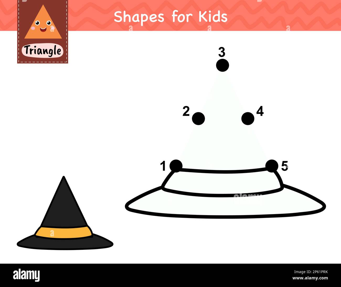 Jeu point à point pour enfants. Attachez les points et dessinez un chapeau de sorcière Illustration de Vecteur