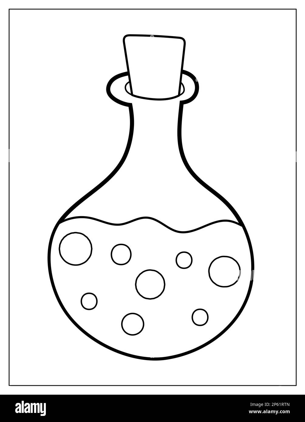 Bouteille avec page de coloration de potion. Impression noir et blanc pour livre de coloriage Illustration de Vecteur